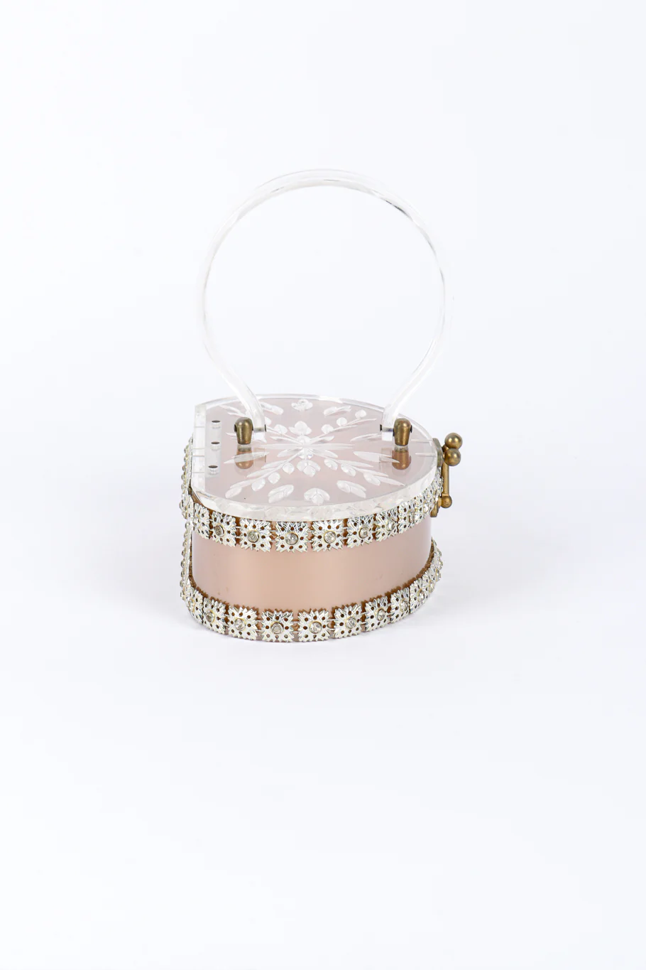 Rhinestone Trim Lucite Box Bag - Image 2
