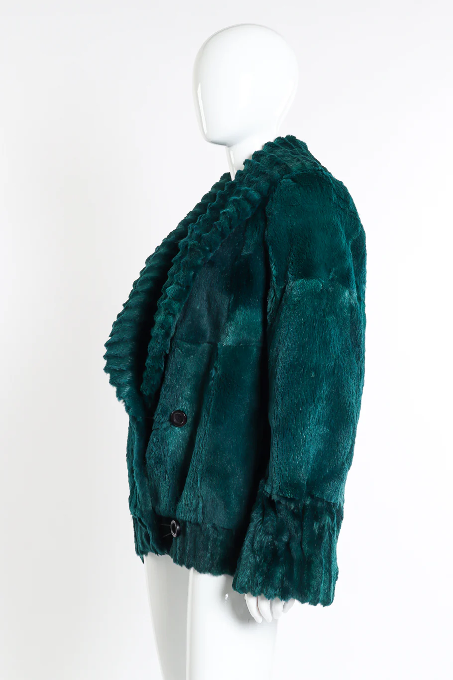 Ribbed Collar Fur Coat - Image 2