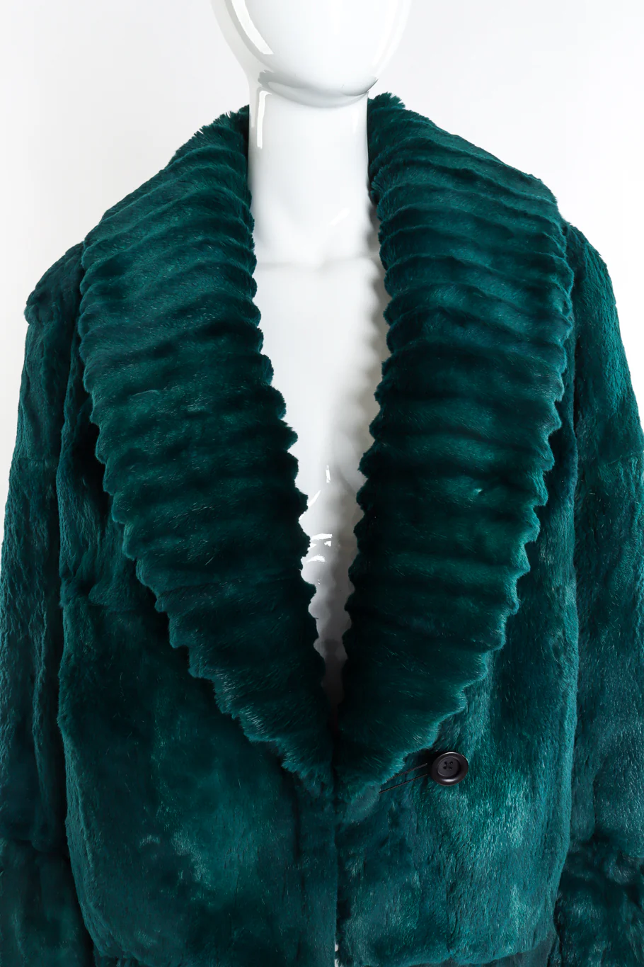 Ribbed Collar Fur Coat - Image 4