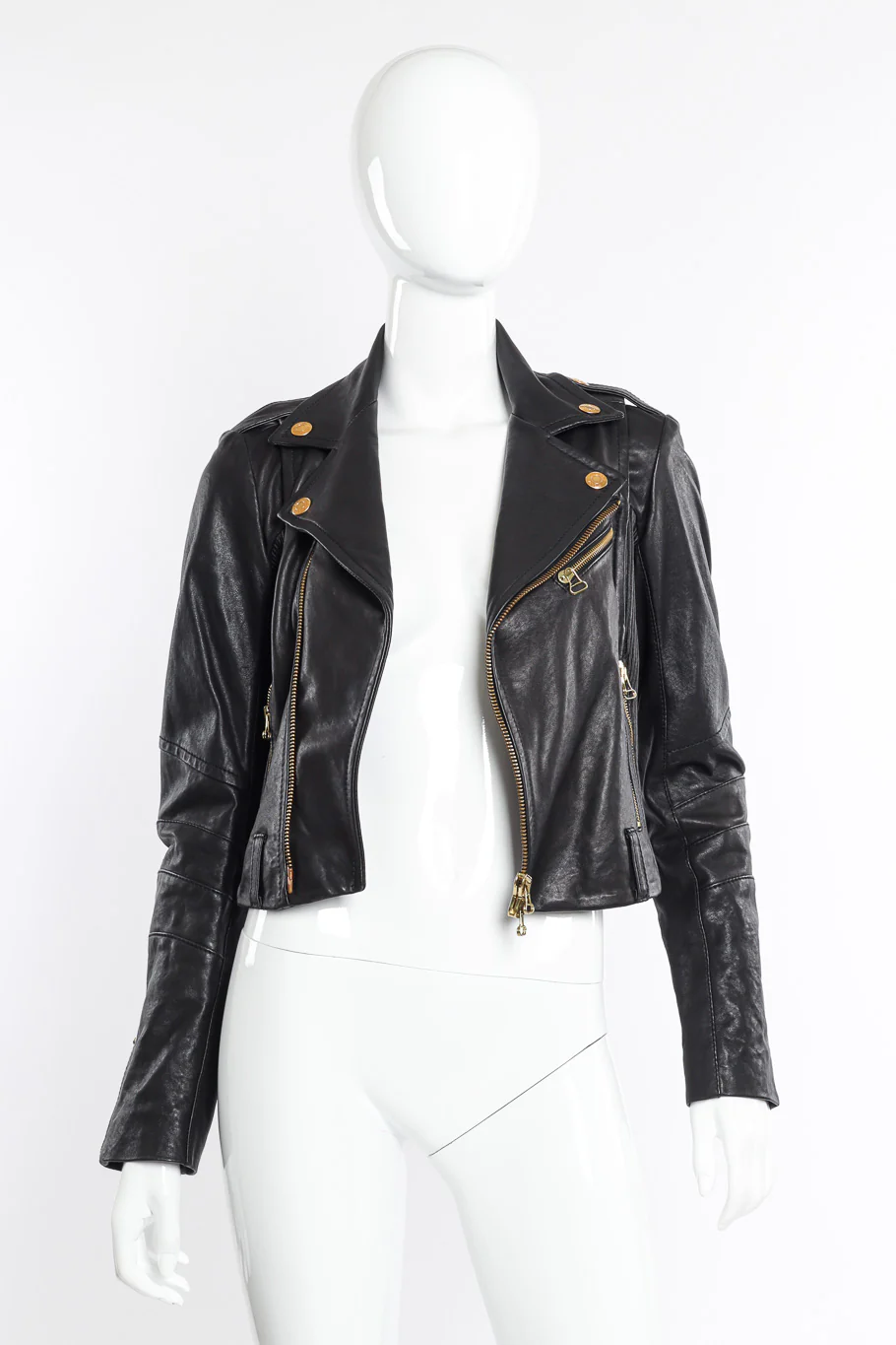 Ribbed Leather Moto Jacket