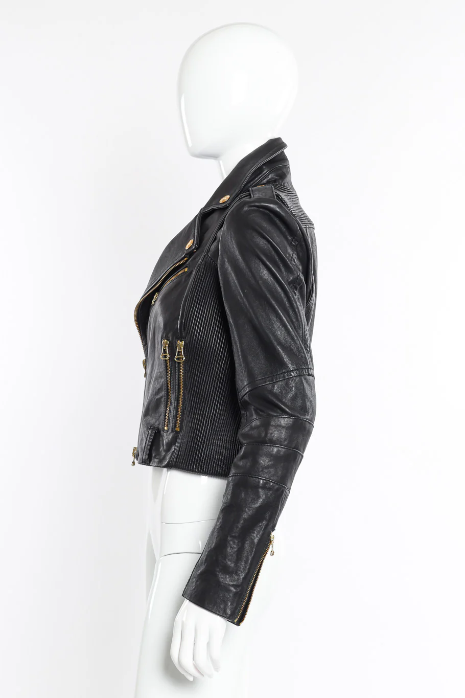 Ribbed Leather Moto Jacket - Image 2