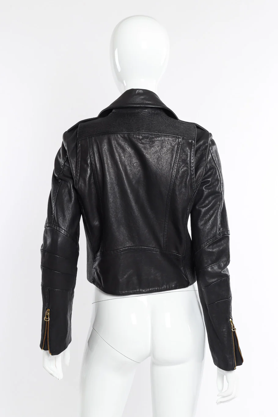 Ribbed Leather Moto Jacket - Image 3