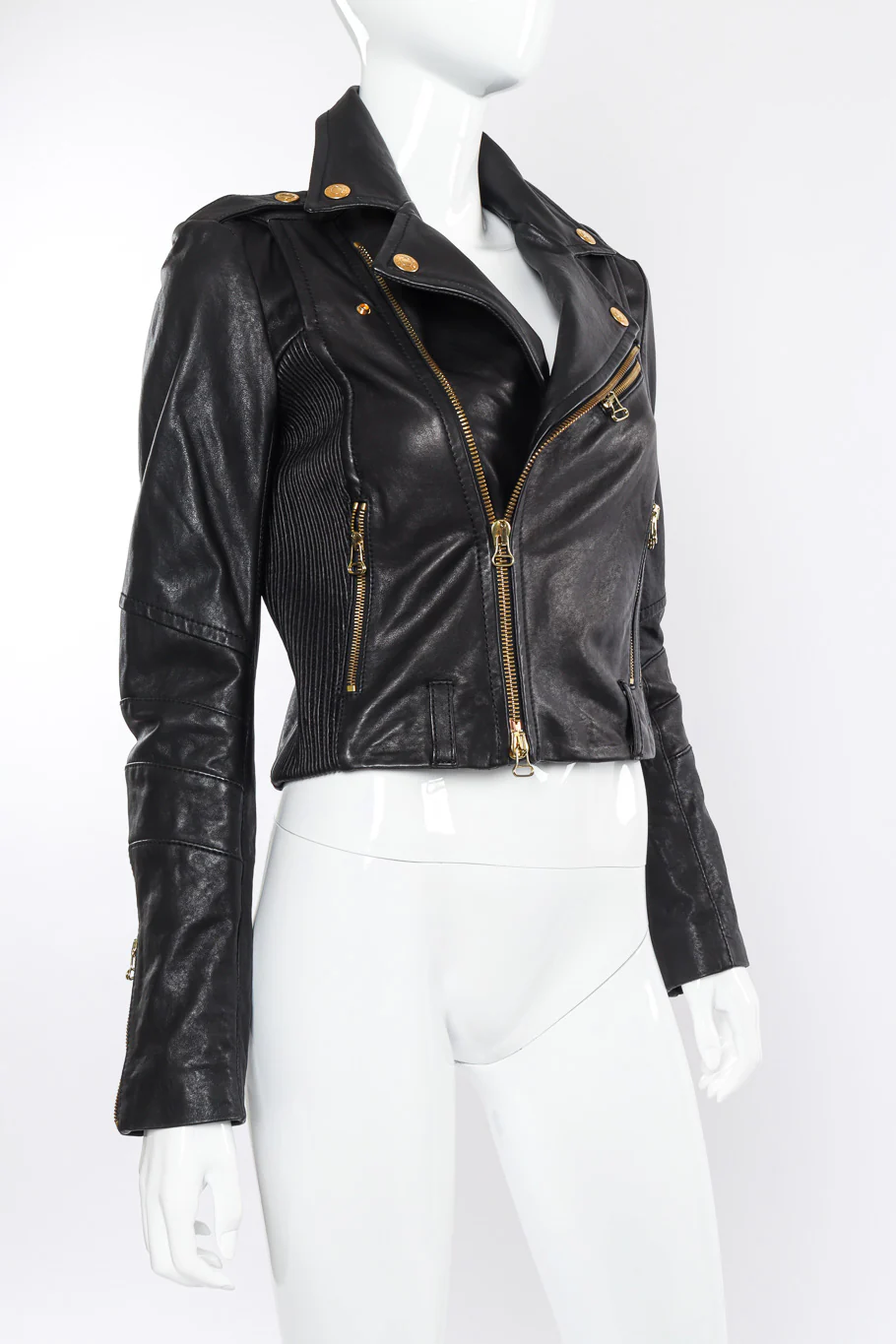 Ribbed Leather Moto Jacket - Image 4
