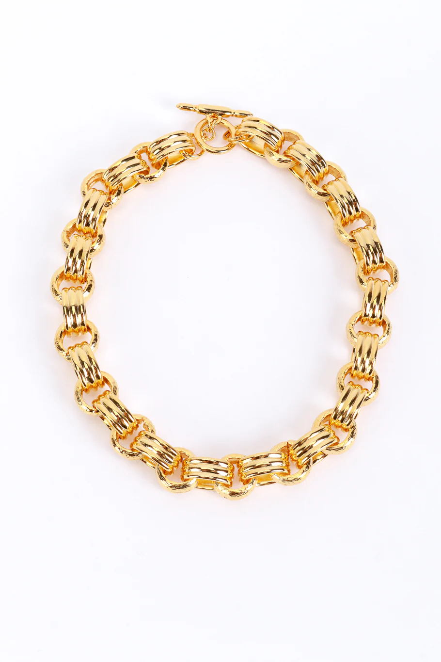 Ribbed Rolo Link Chain Collar Necklace