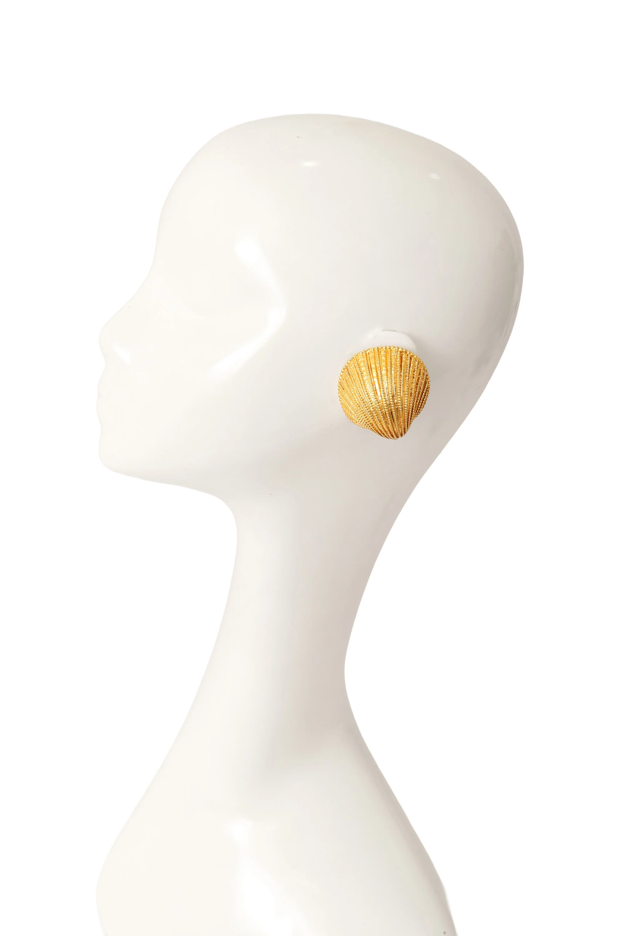 Ribbed Shell Button Earrings - Image 2