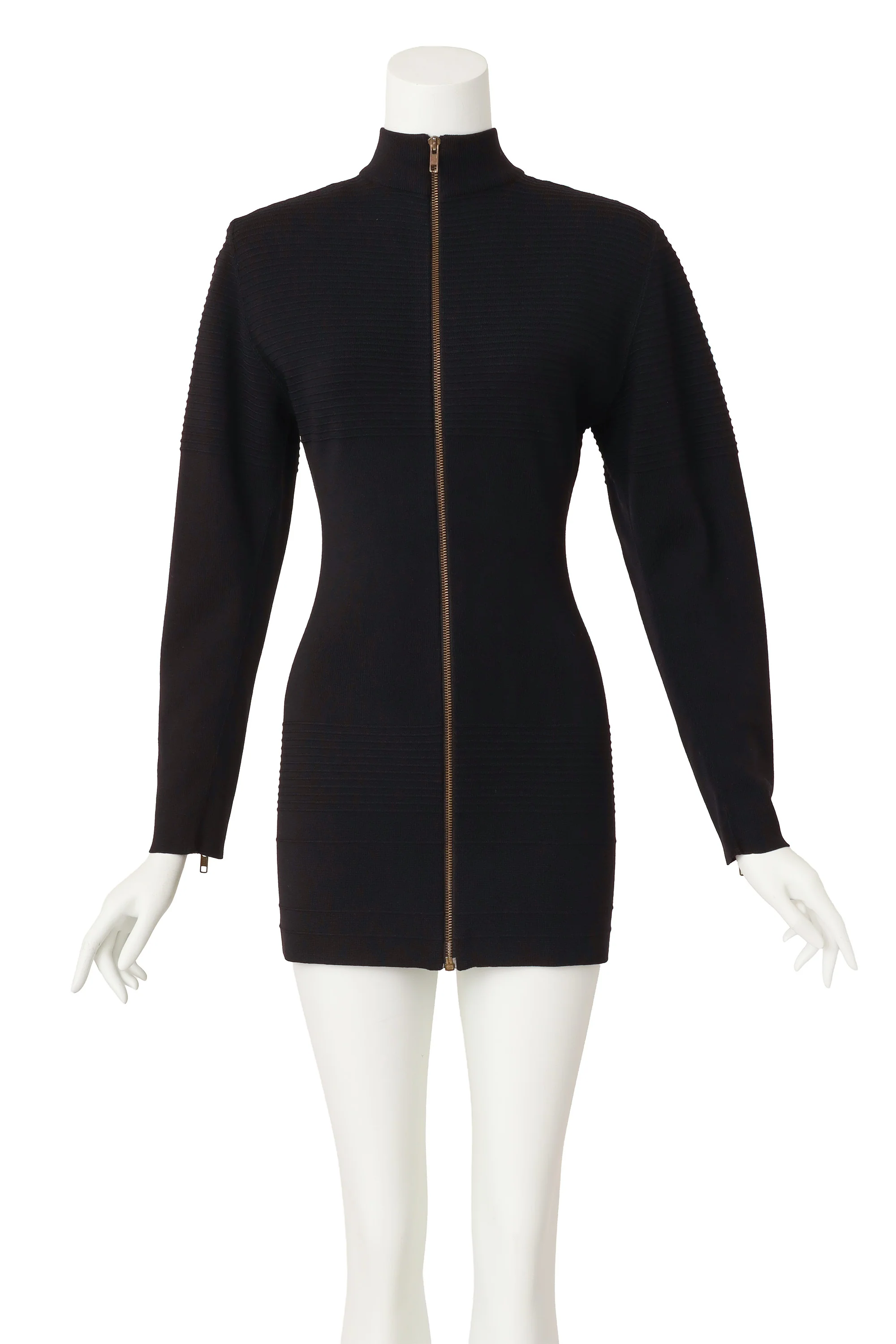 Ribbed Wool Zip Dress