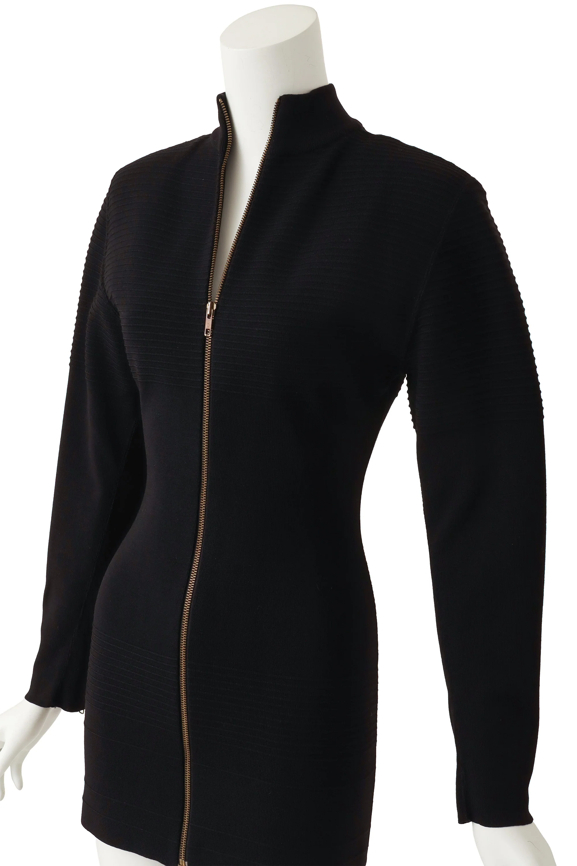 Ribbed Wool Zip Dress - Image 2