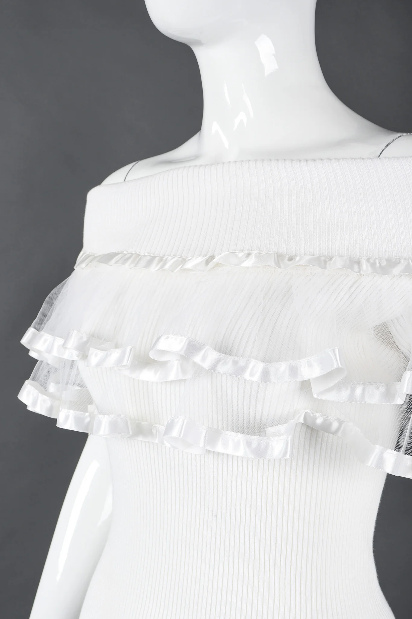 Ribbon-Trim Ruffle Top
