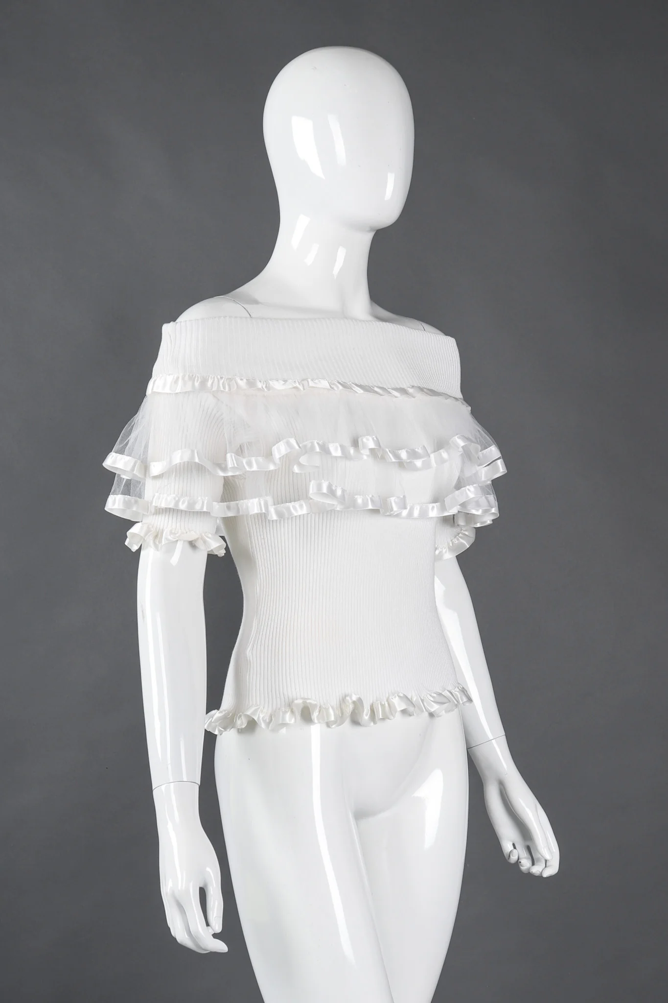 Ribbon-Trim Ruffle Top - Image 2