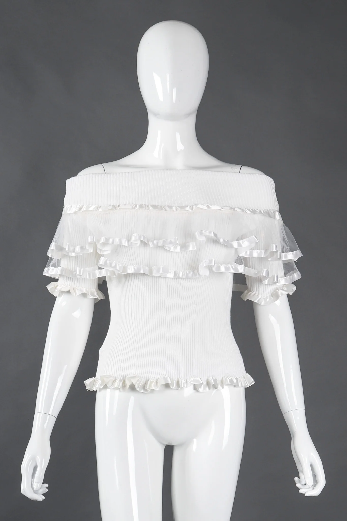 Ribbon-Trim Ruffle Top - Image 3
