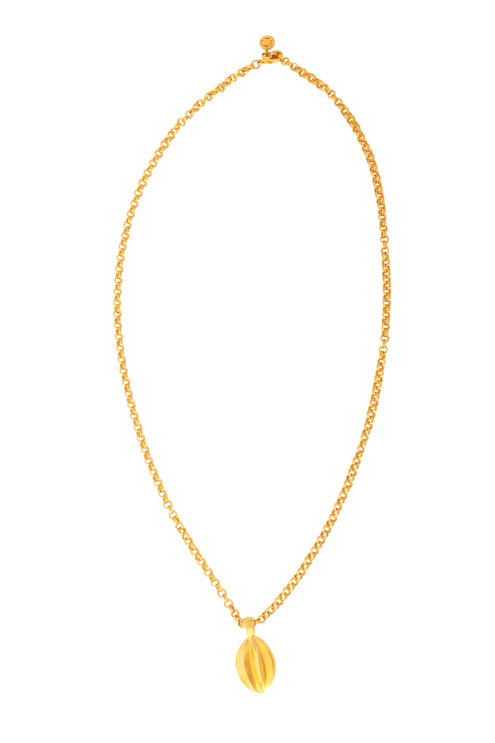 Ridged Egg Pendant Necklace