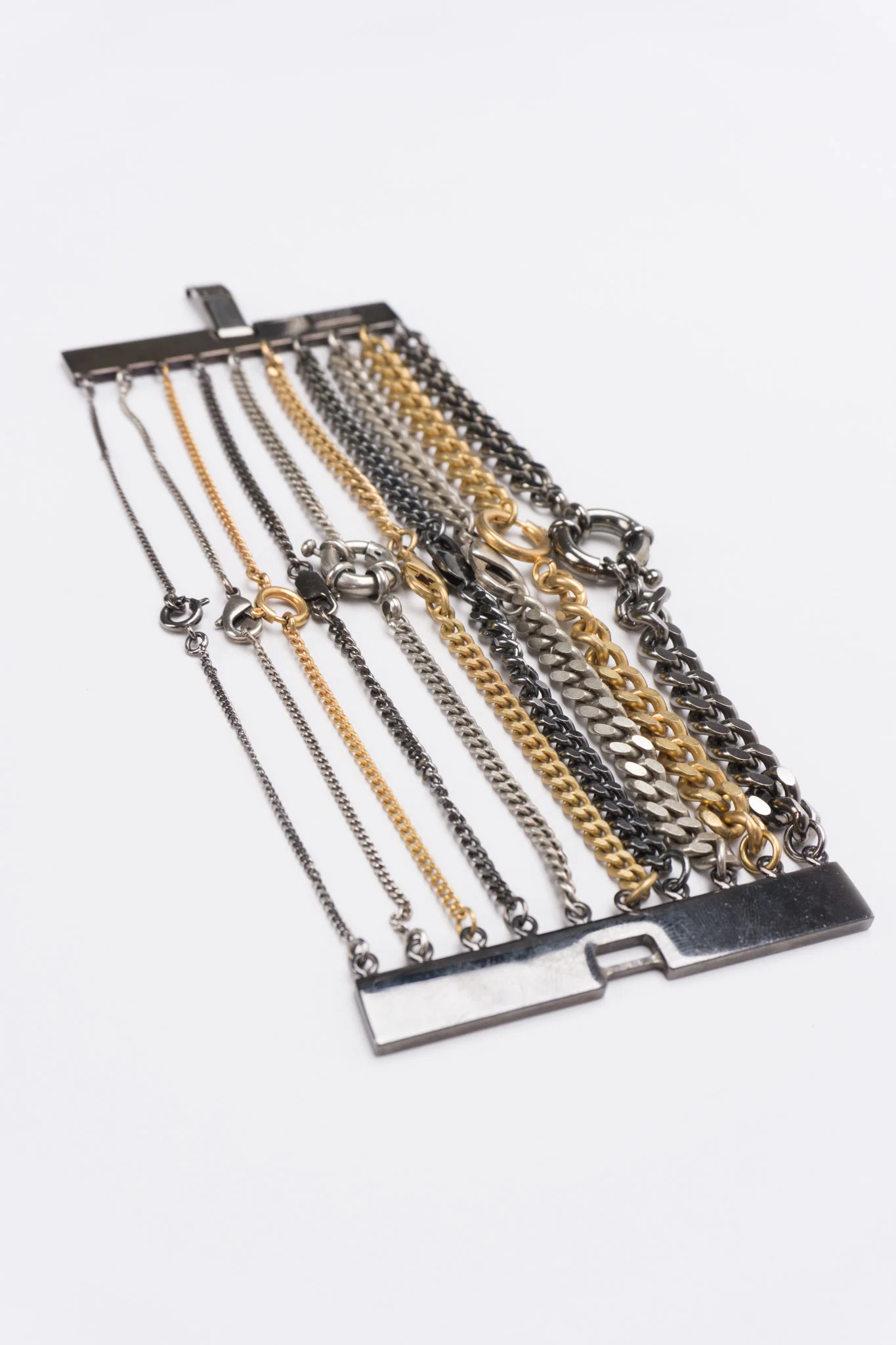 Ring Clasp Multi Chain Cuff Bracelet - Image 4