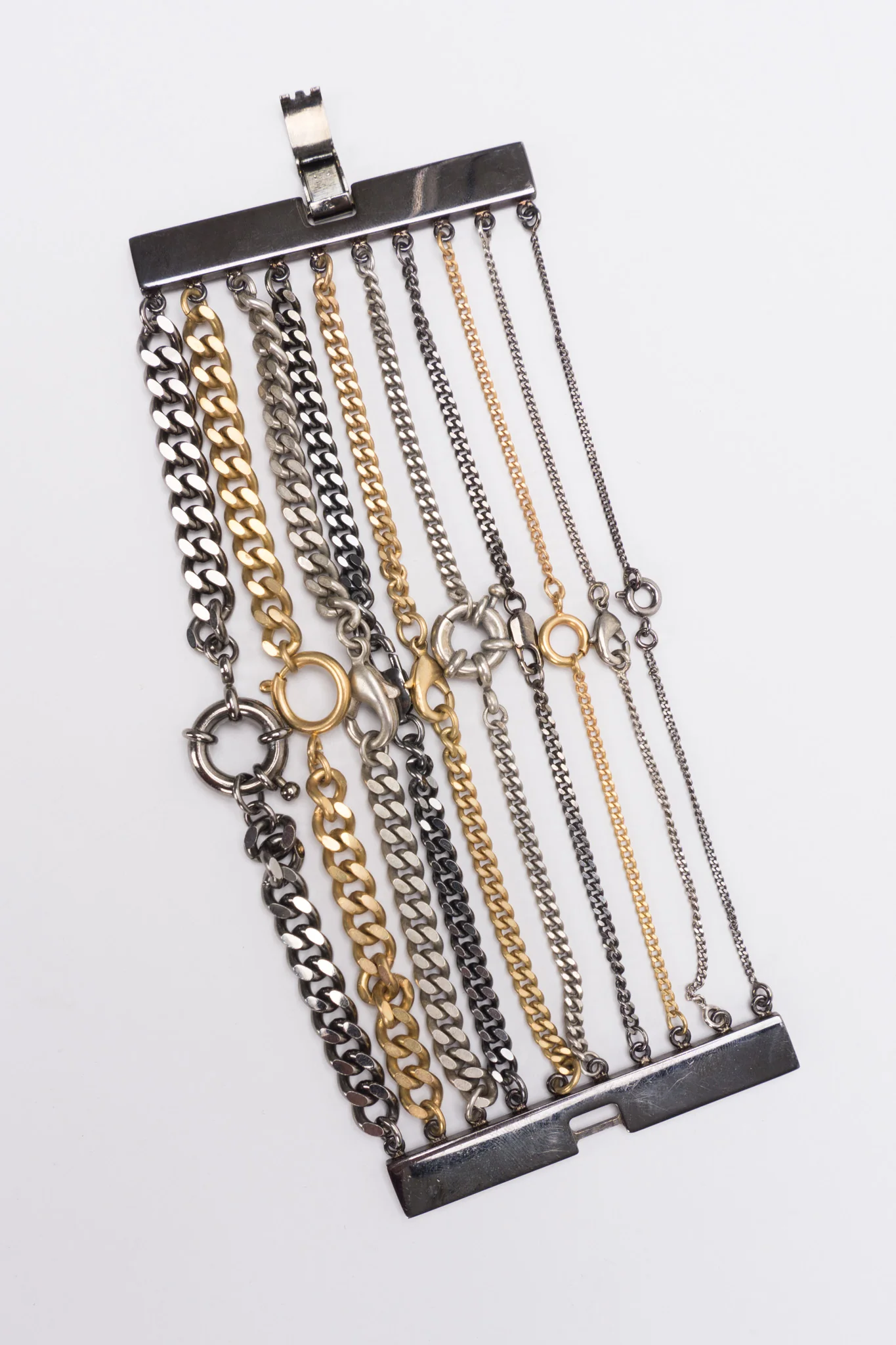Ring Clasp Multi Chain Cuff Bracelet - Image 5
