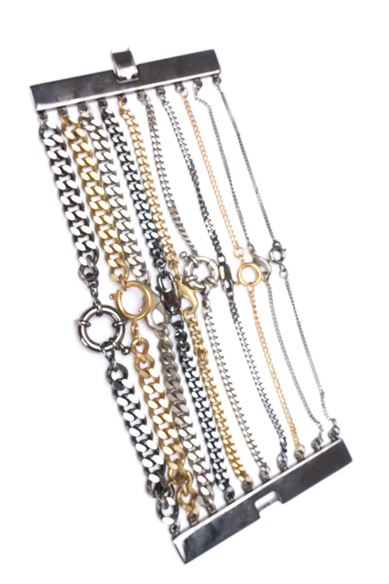 Ring Clasp Multi Chain Cuff Bracelet - Image 9
