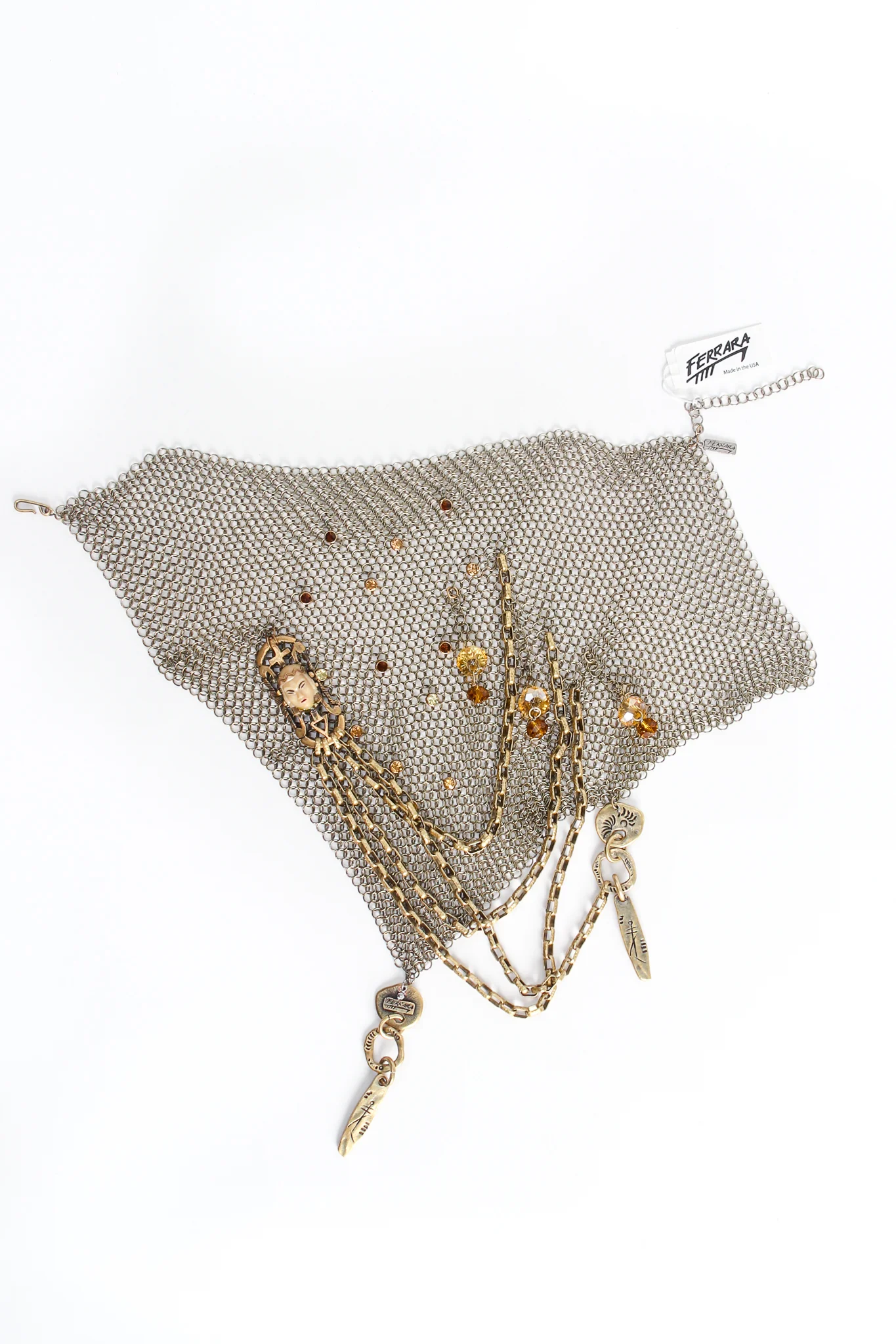 Ring Mesh Chain Charm Bib Necklace - Image 3