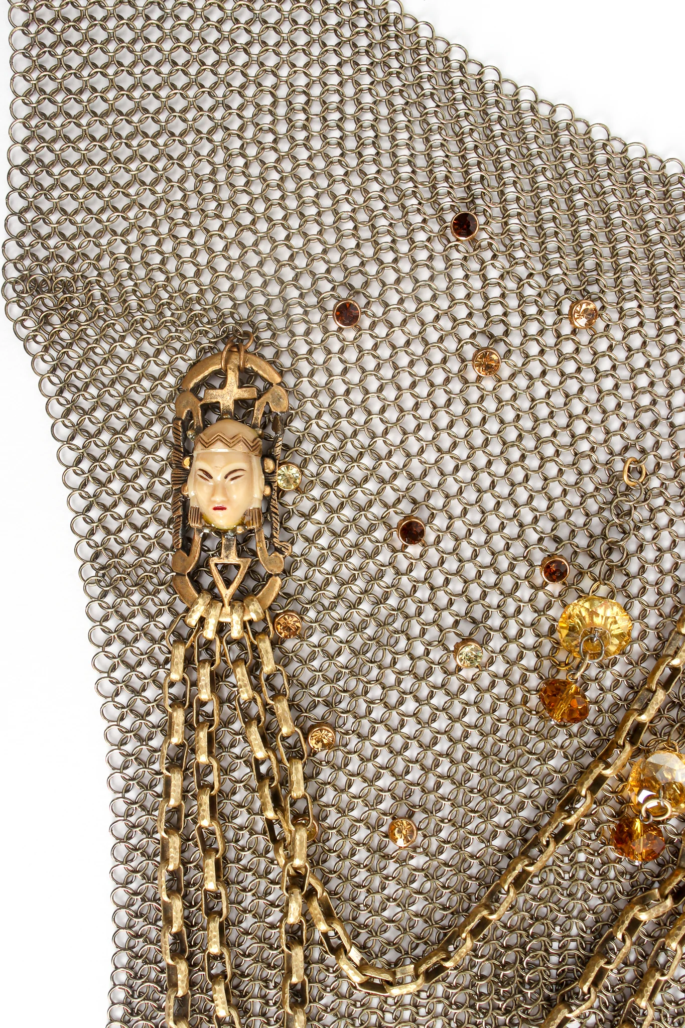 Ring Mesh Chain Charm Bib Necklace - Image 4