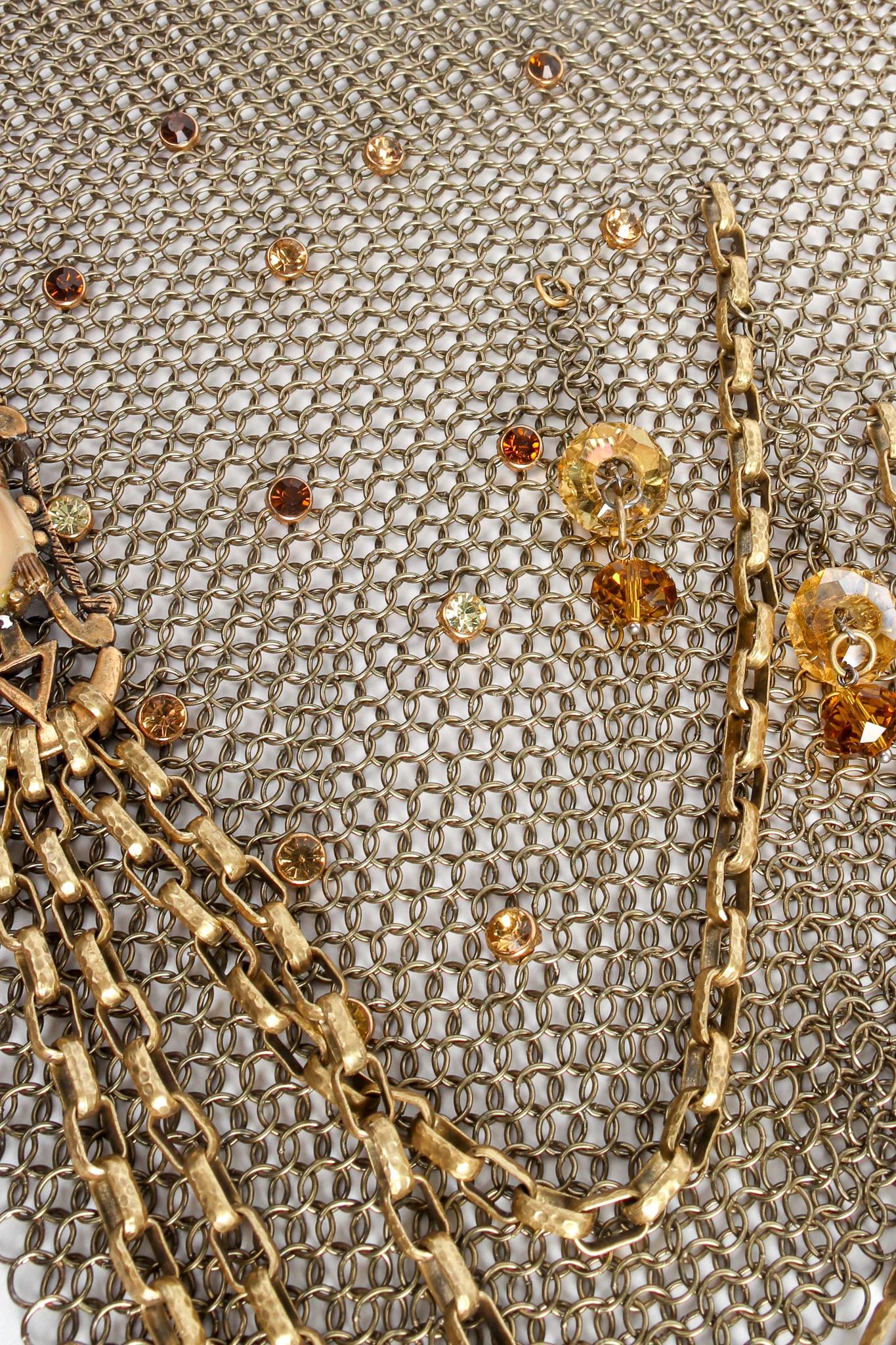 Ring Mesh Chain Charm Bib Necklace - Image 5