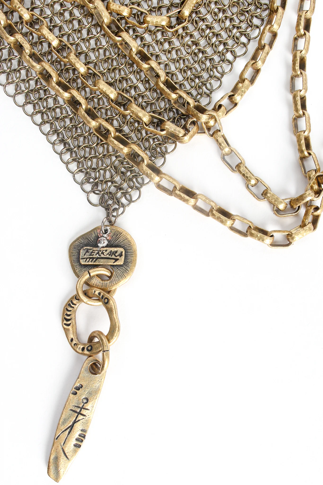 Ring Mesh Chain Charm Bib Necklace - Image 6