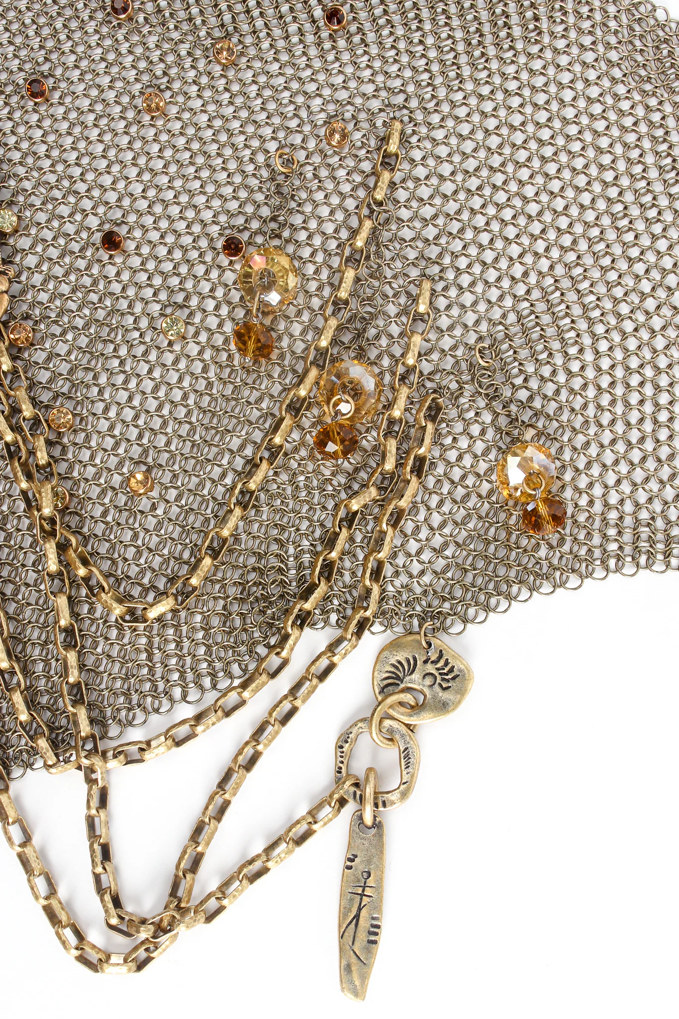 Ring Mesh Chain Charm Bib Necklace - Image 7