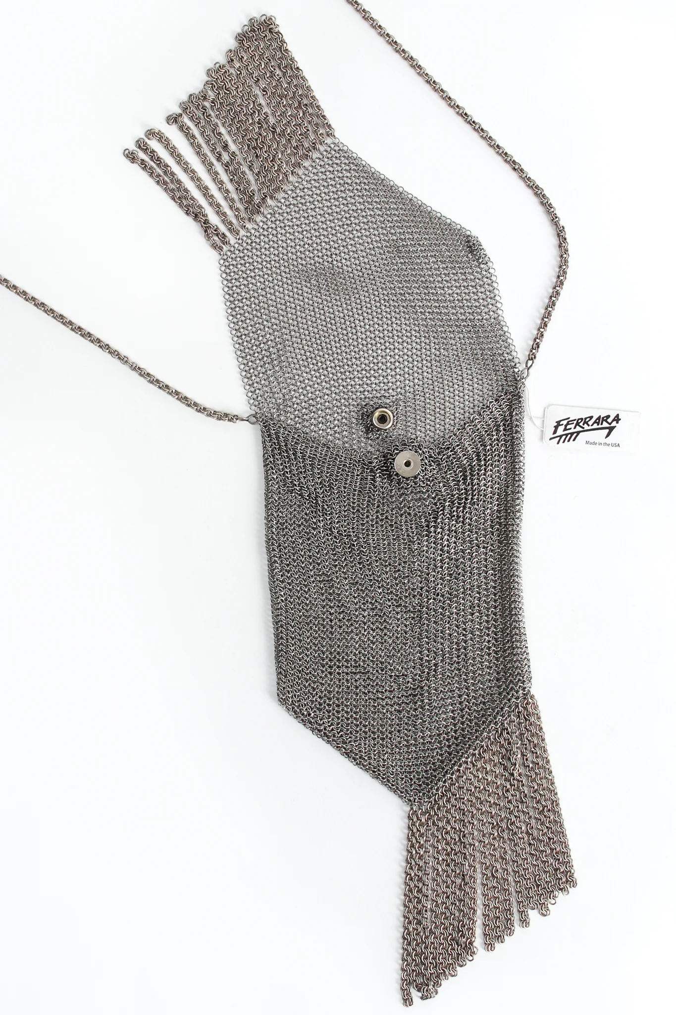 Ring Mesh Fold Over Asymmetrical Chain Fringe Bag - Image 3