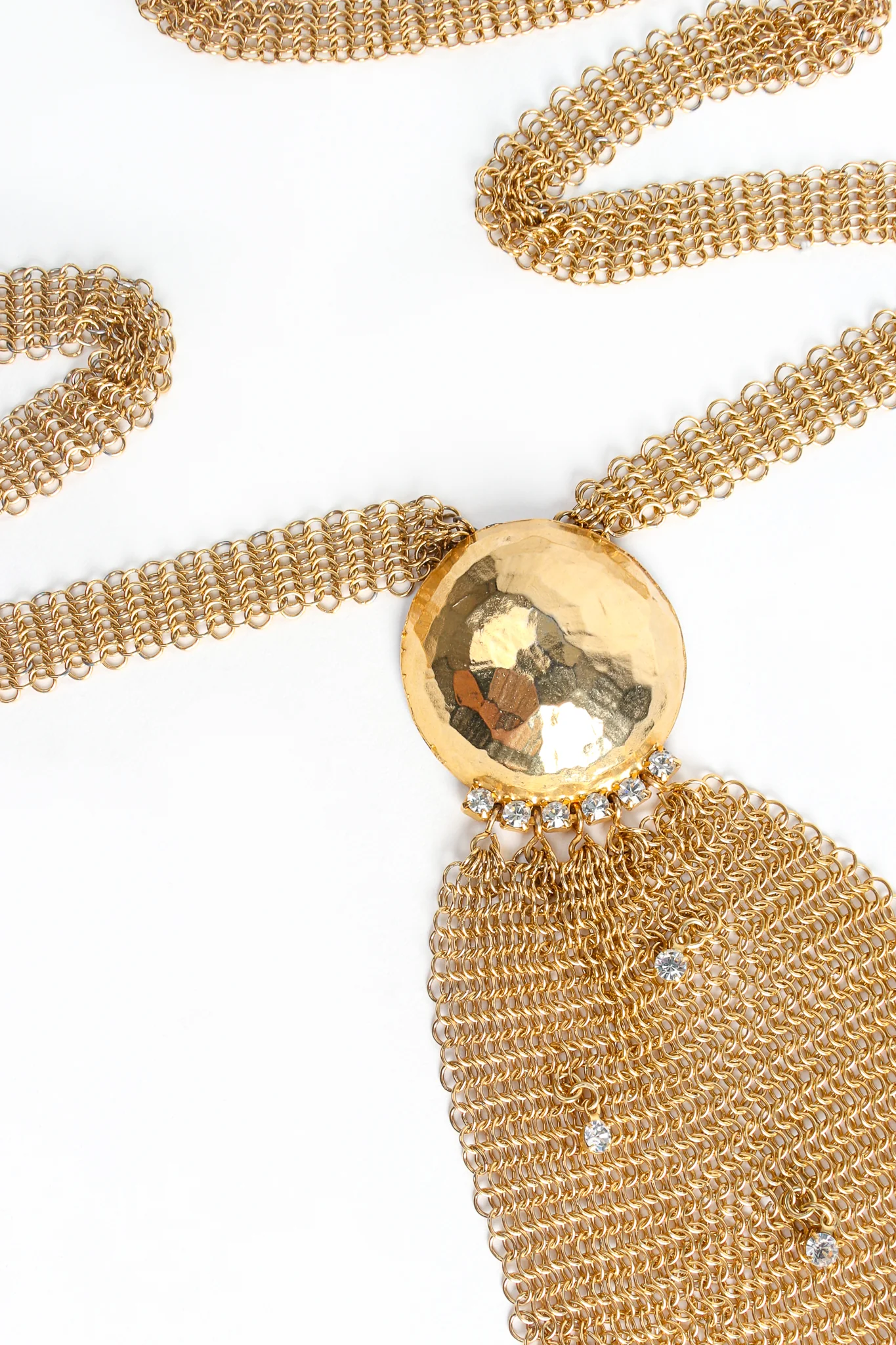 Ring Mesh Hammered Dome Swarovski Necklace - Image 6