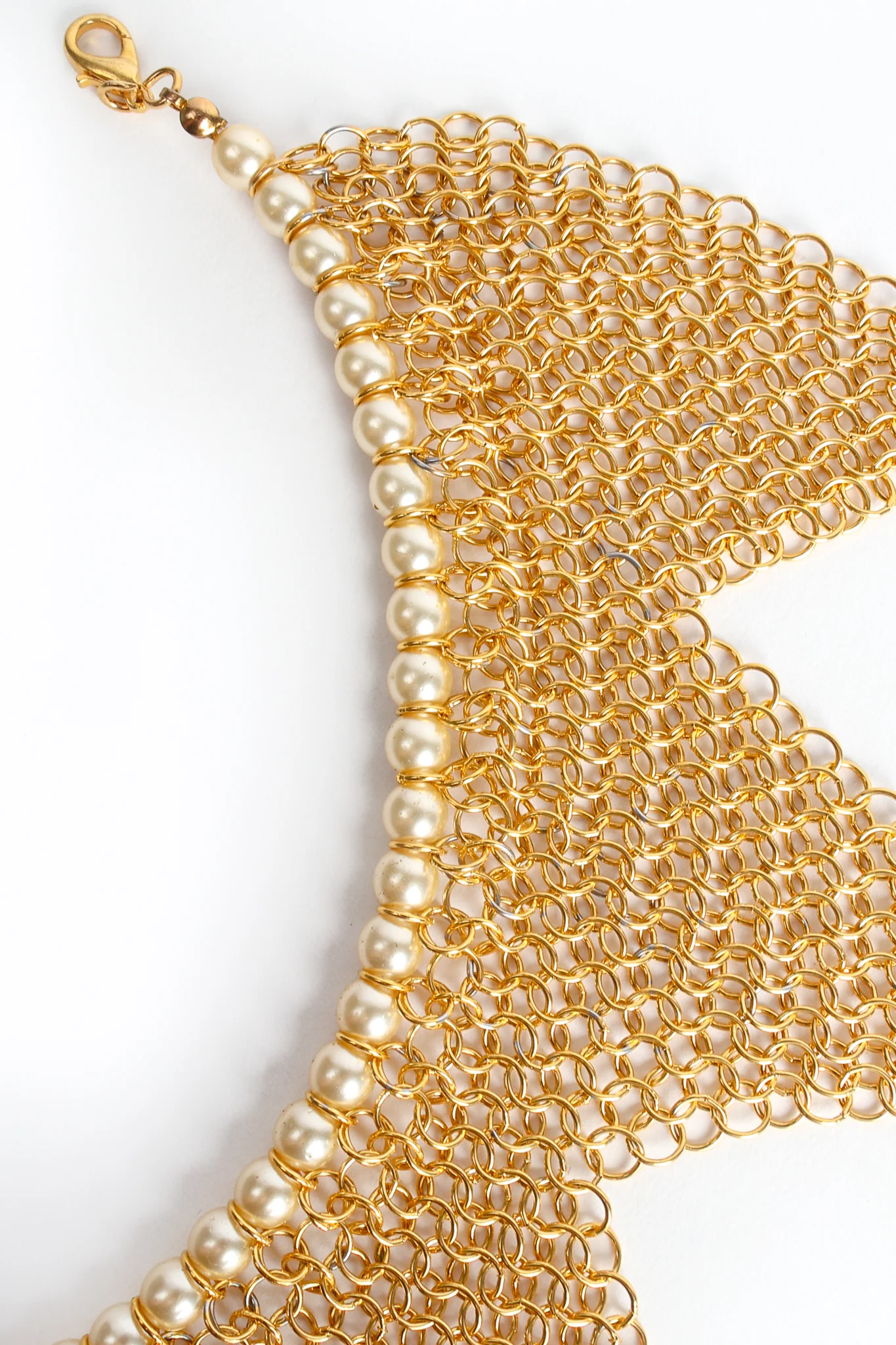 Ring Mesh Triangle Pearl Trim Collar - Image 7