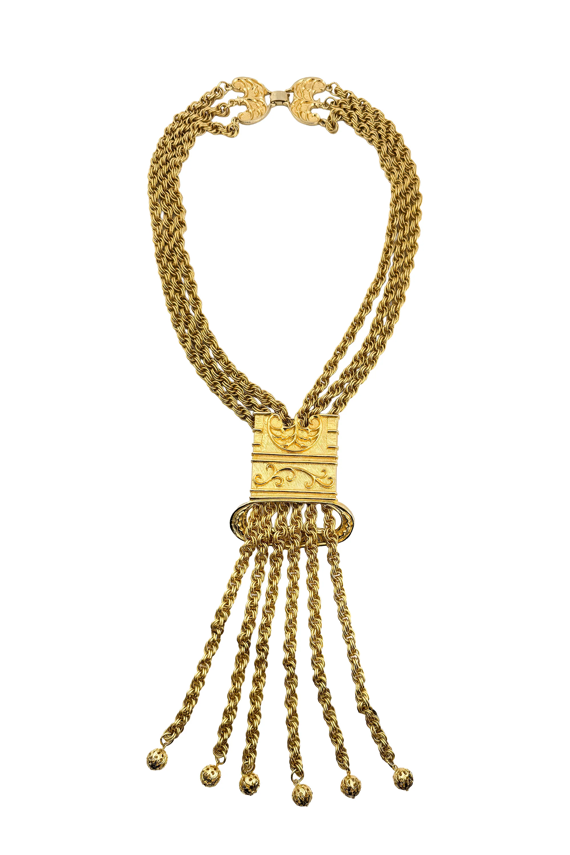 Rolo Chain Fringe Tablet Necklace