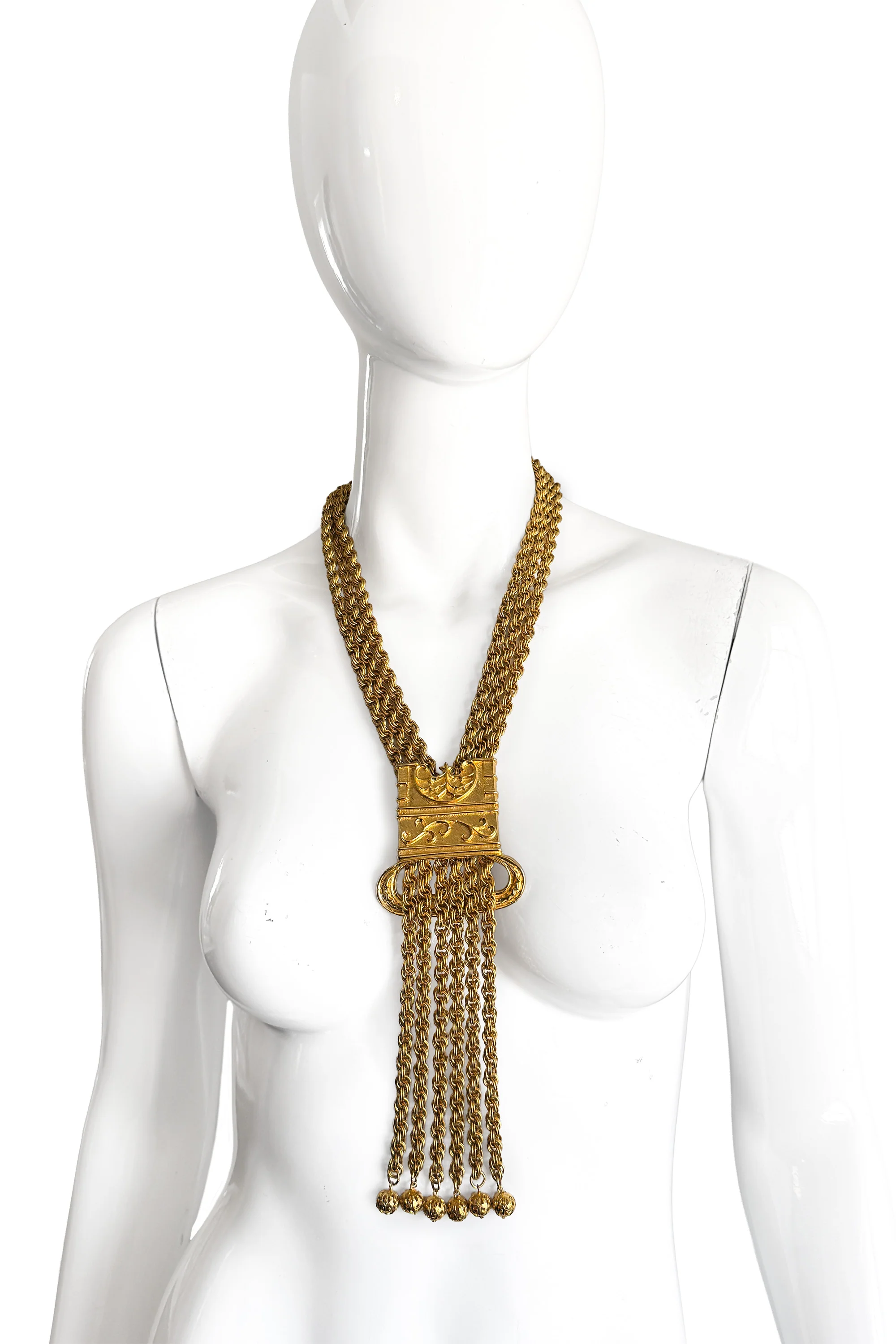 Rolo Chain Fringe Tablet Necklace - Image 2