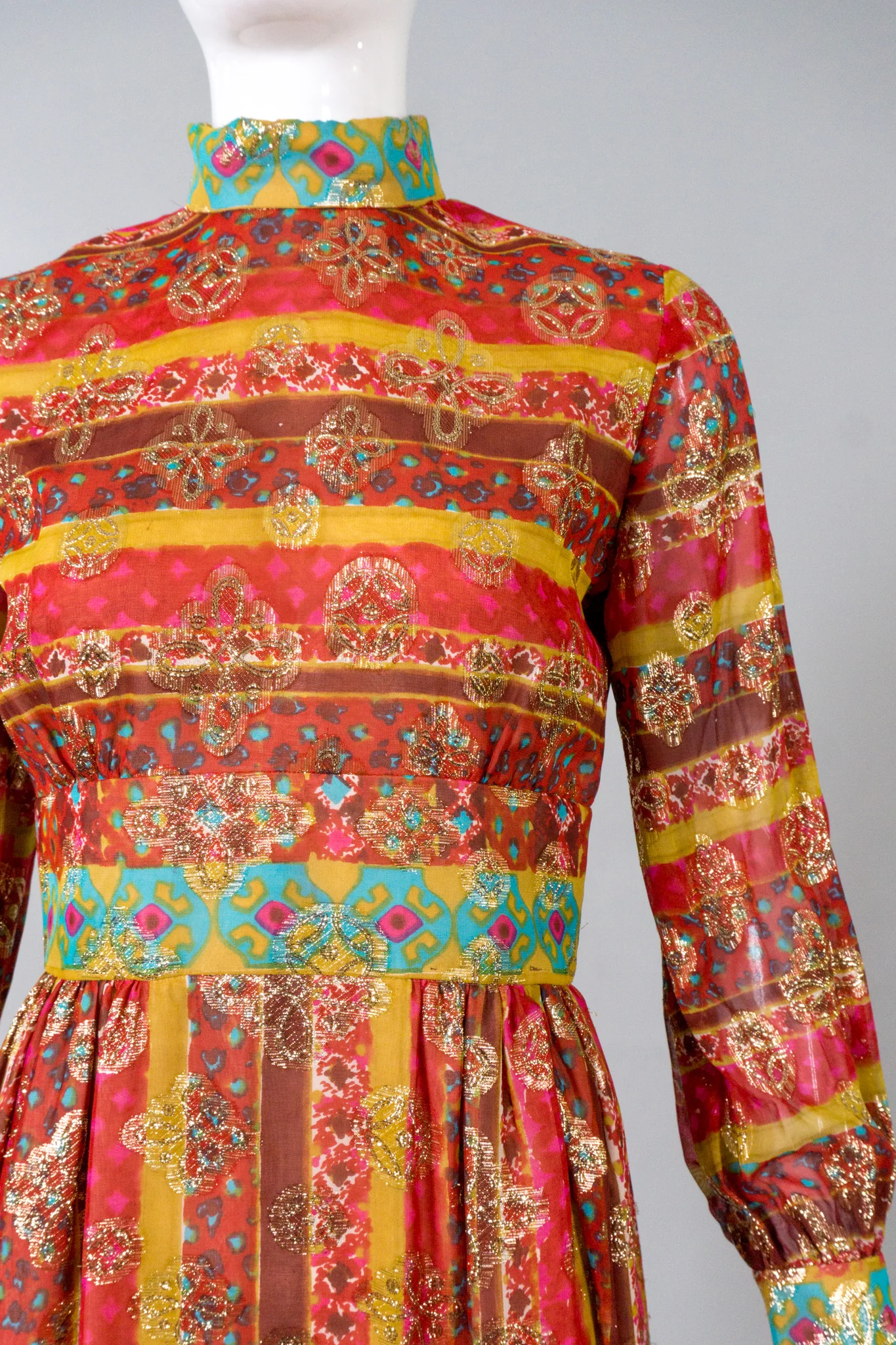 Romantica Metallic Batik Print Dress - Image 6
