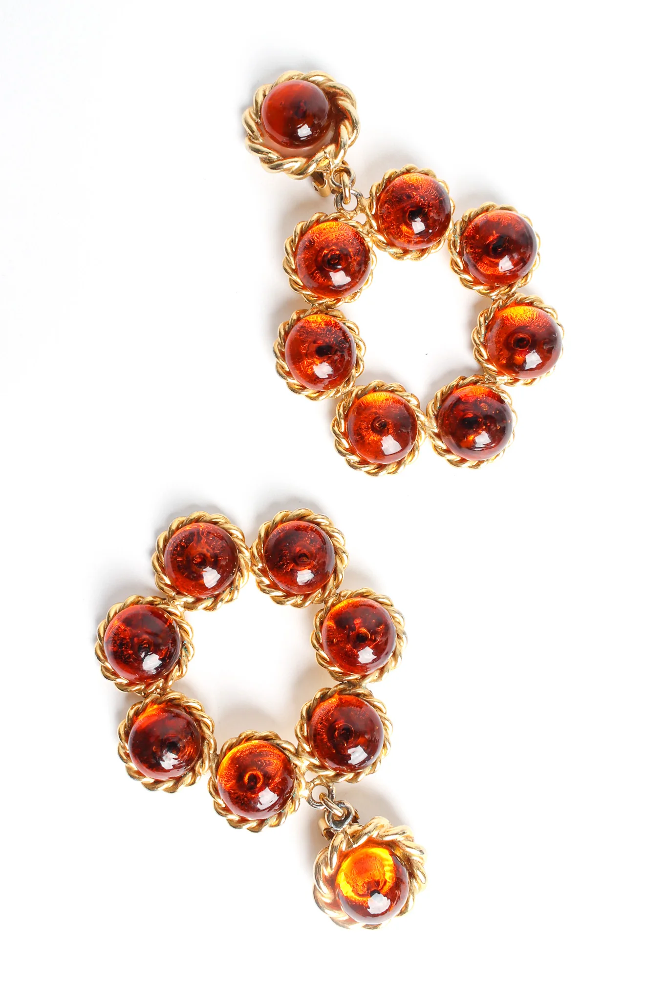 Rope Amber Bead Drop Earrings