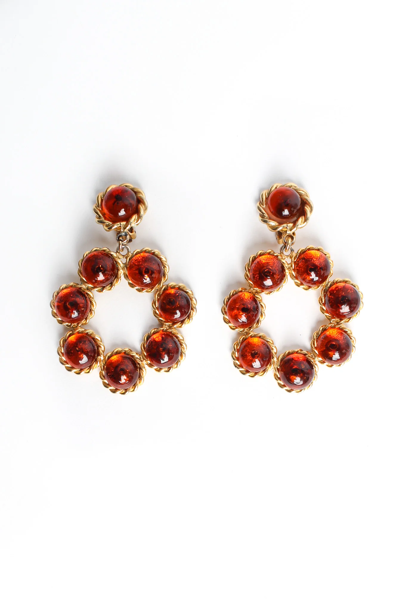 Rope Amber Bead Drop Earrings - Image 3