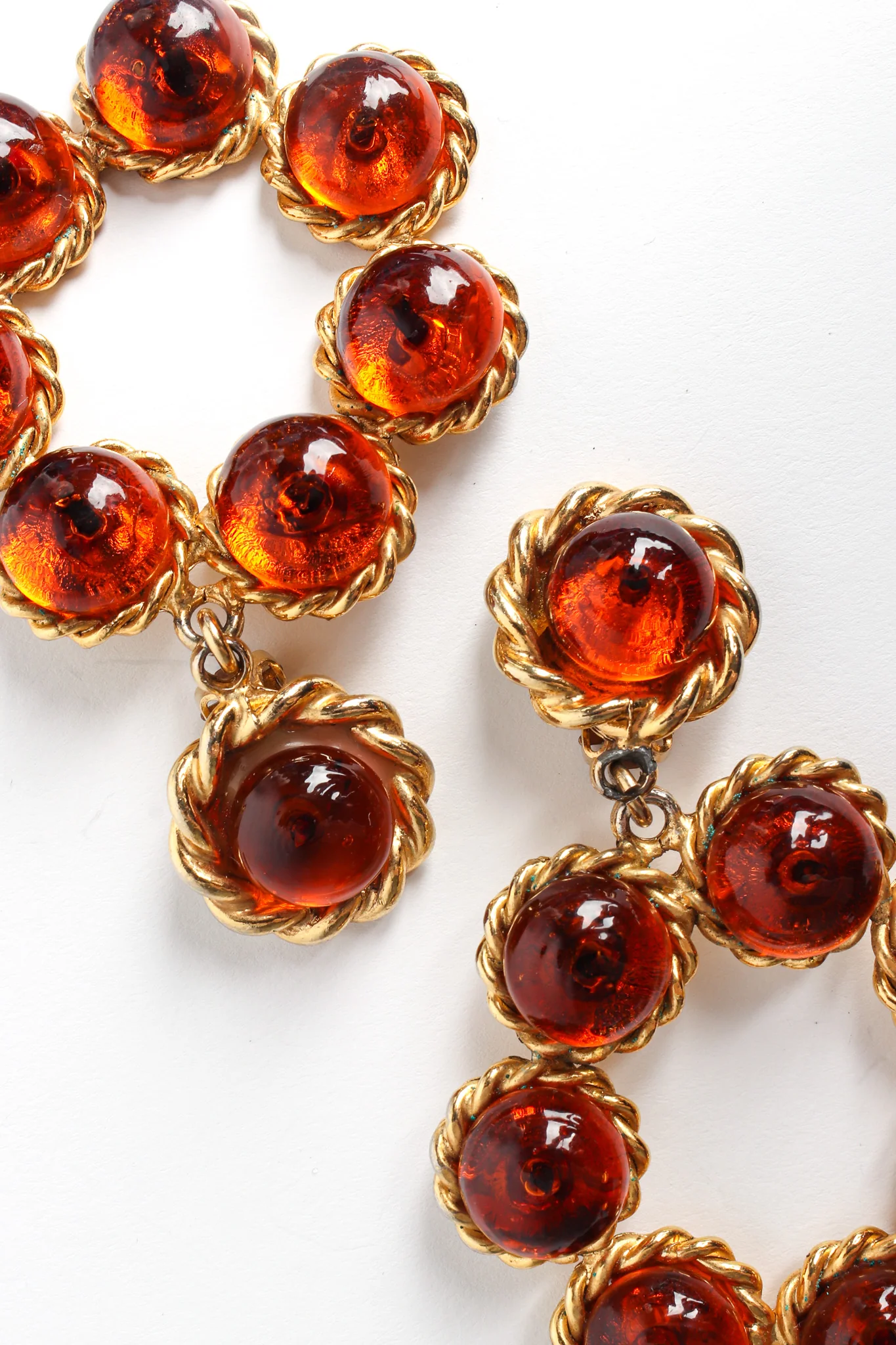 Rope Amber Bead Drop Earrings - Image 7