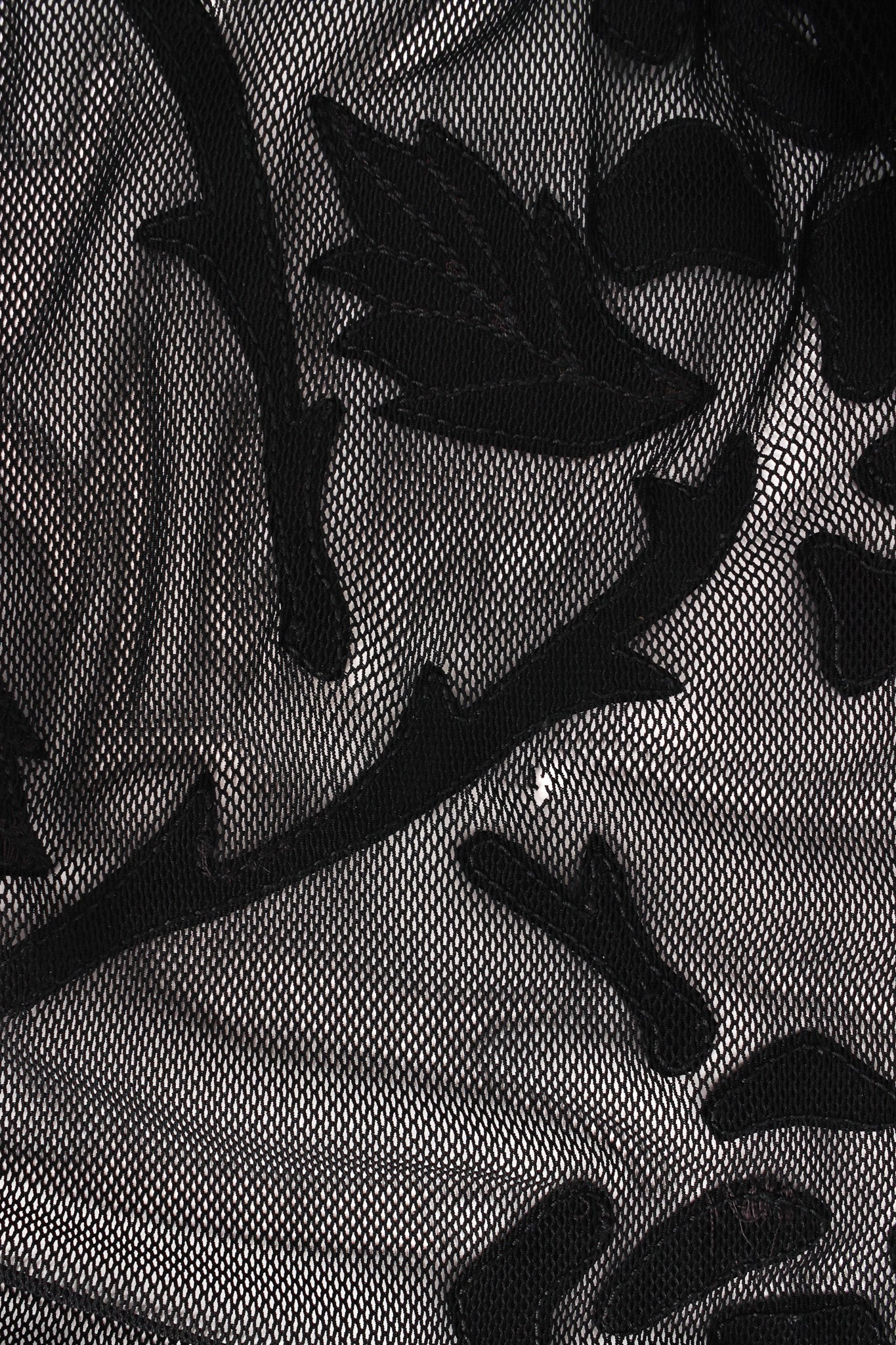 Rose Appliqué Leather Sheer Dress - Image 11