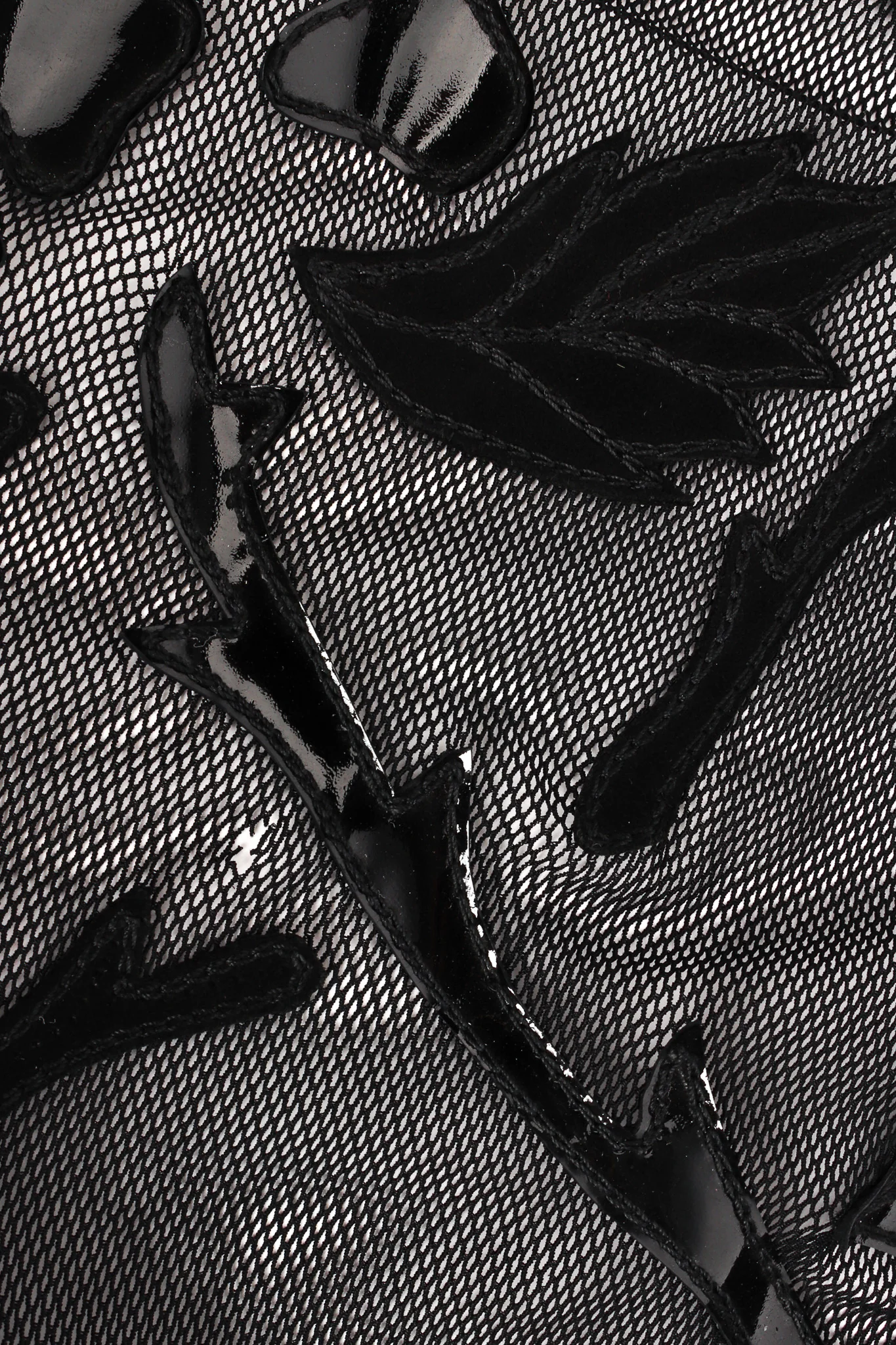 Rose Appliqué Leather Sheer Dress - Image 12