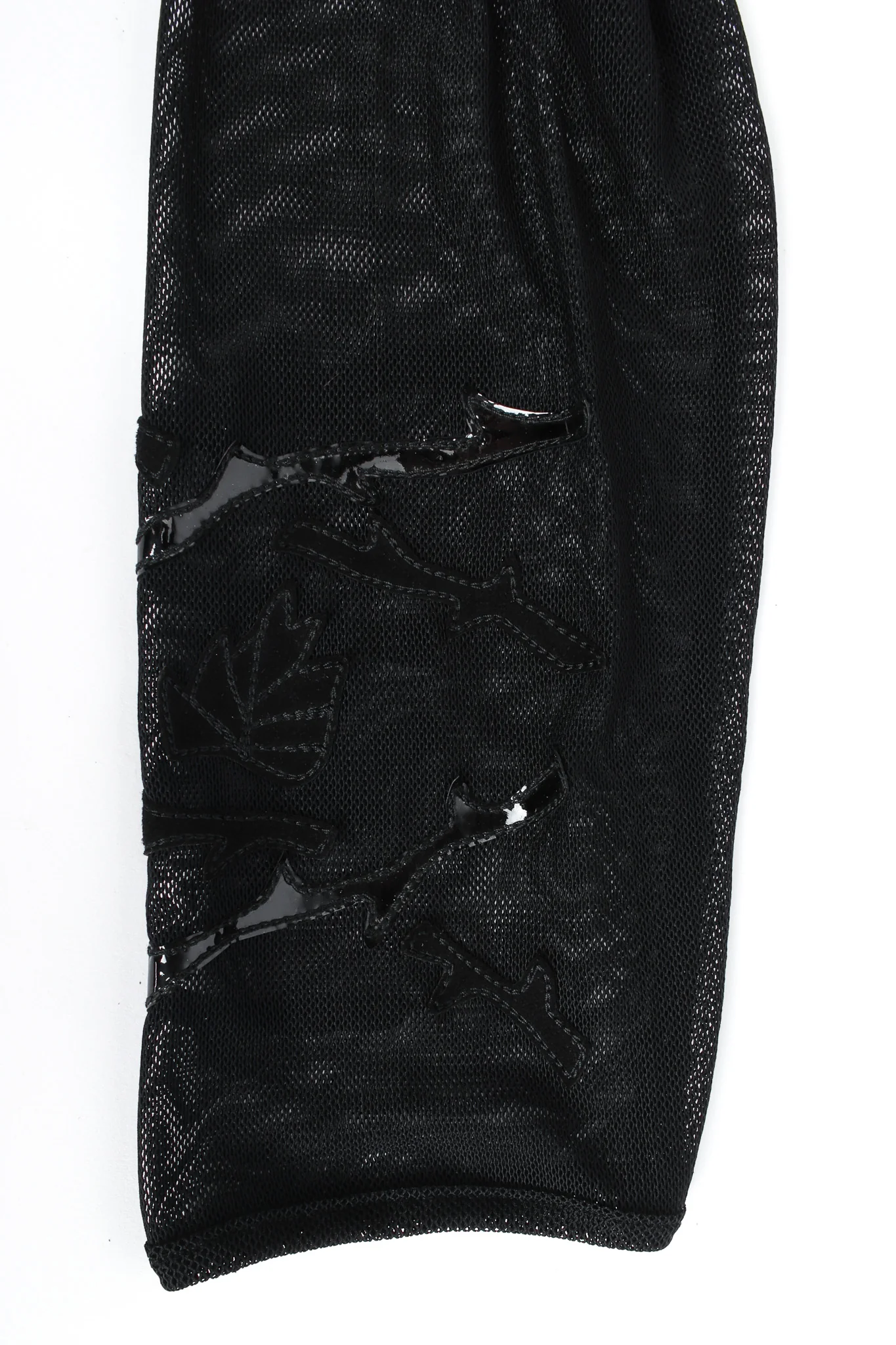 Rose Appliqué Leather Sheer Dress - Image 6