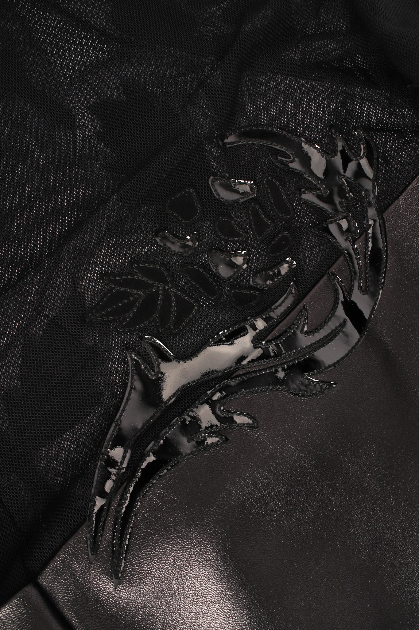 Rose Appliqué Leather Sheer Dress - Image 7