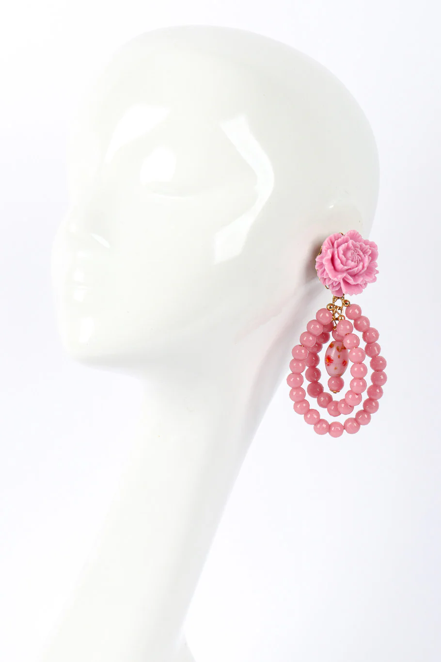 Rose Bead Hoop Earrings - Image 2