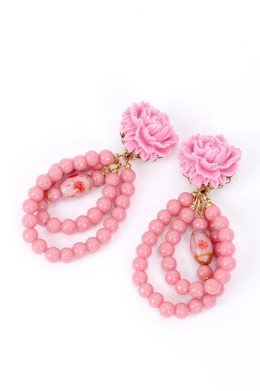 Rose Bead Hoop Earrings - Image 3