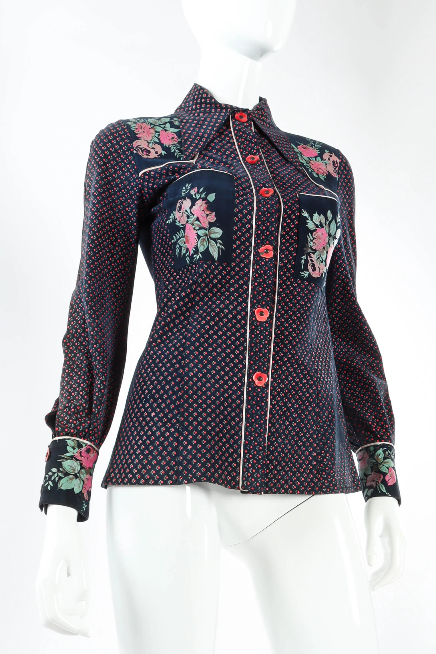 Rose Floral Leather Shirt - Image 2