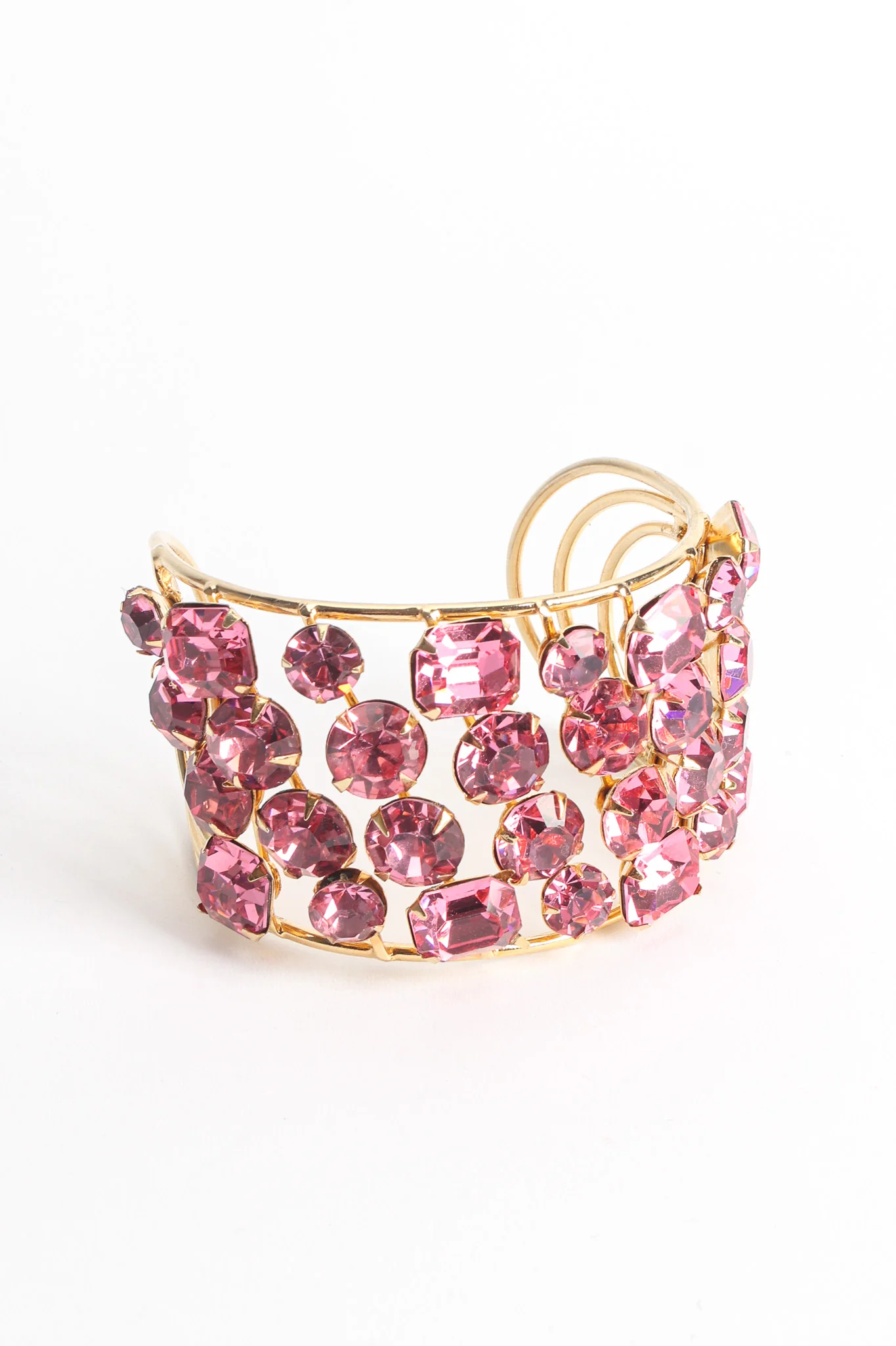 Rose Pink Crystal Wire Cuff