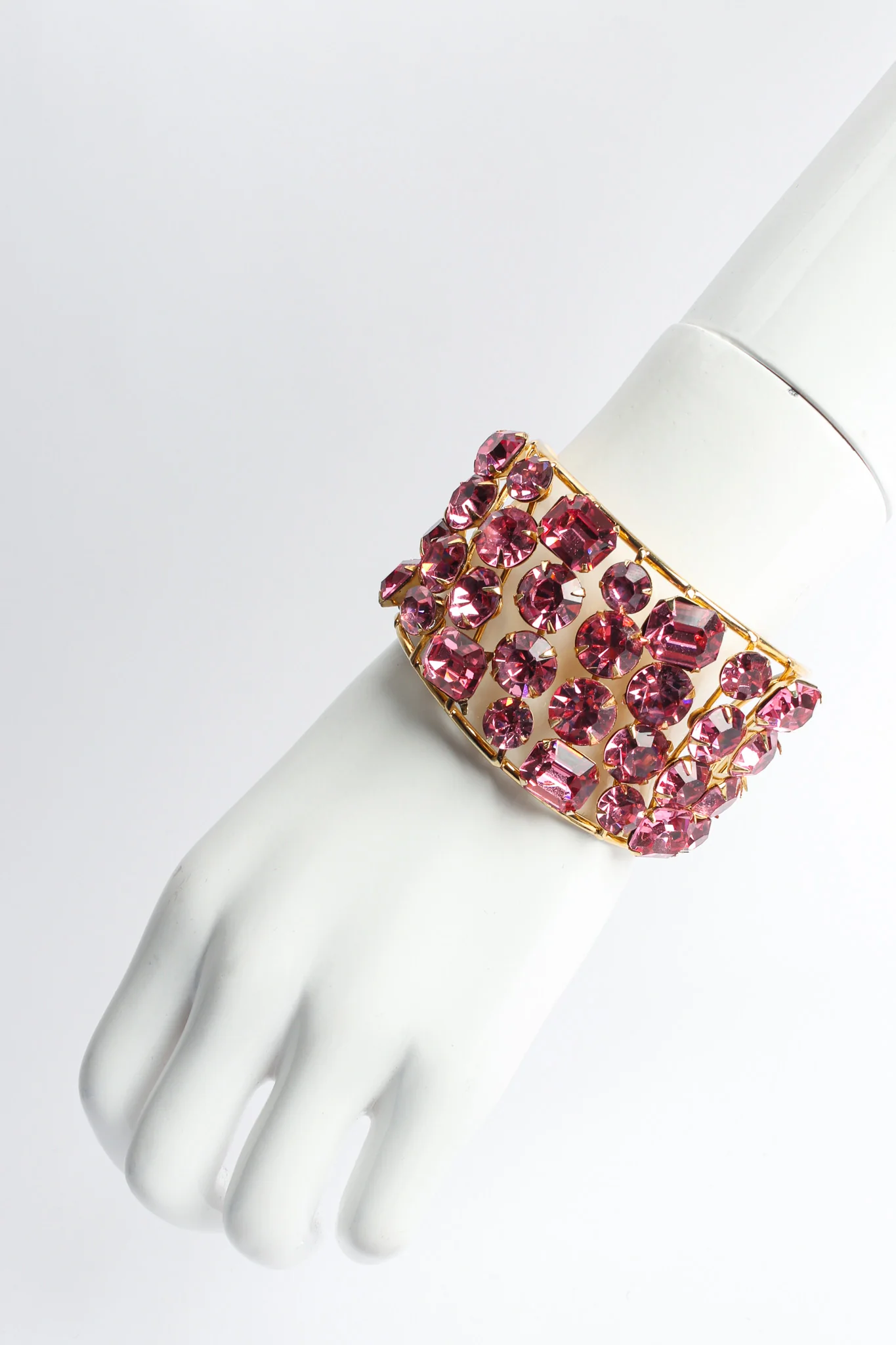 Rose Pink Crystal Wire Cuff - Image 2