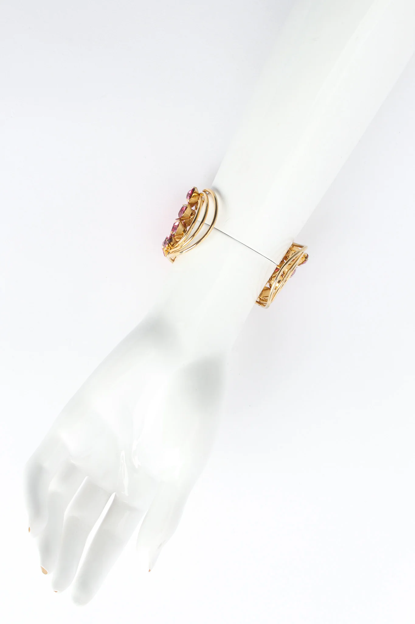 Rose Pink Crystal Wire Cuff - Image 3