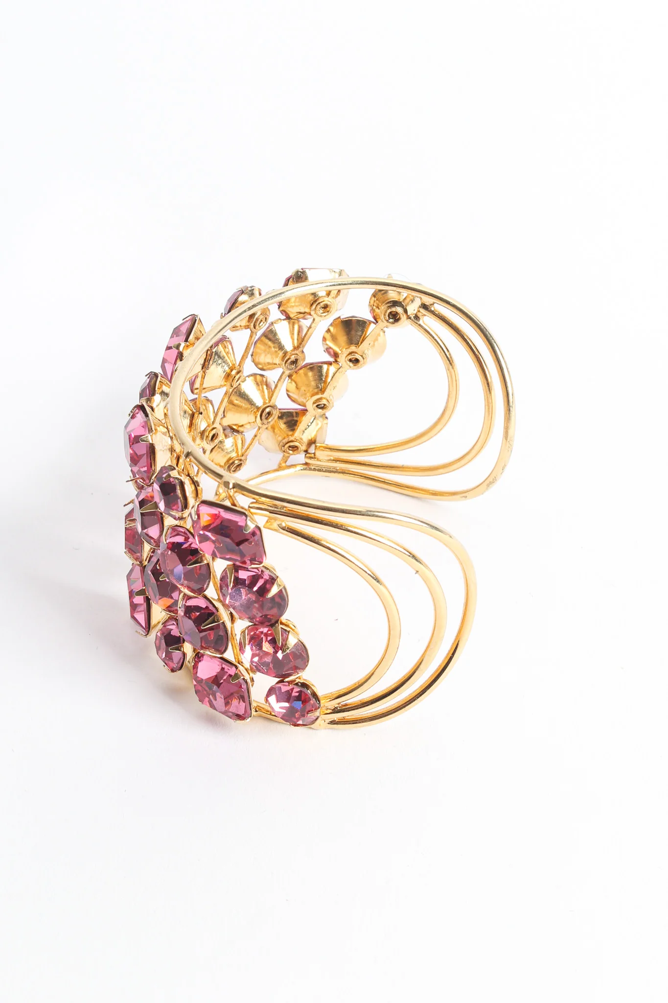 Rose Pink Crystal Wire Cuff - Image 5