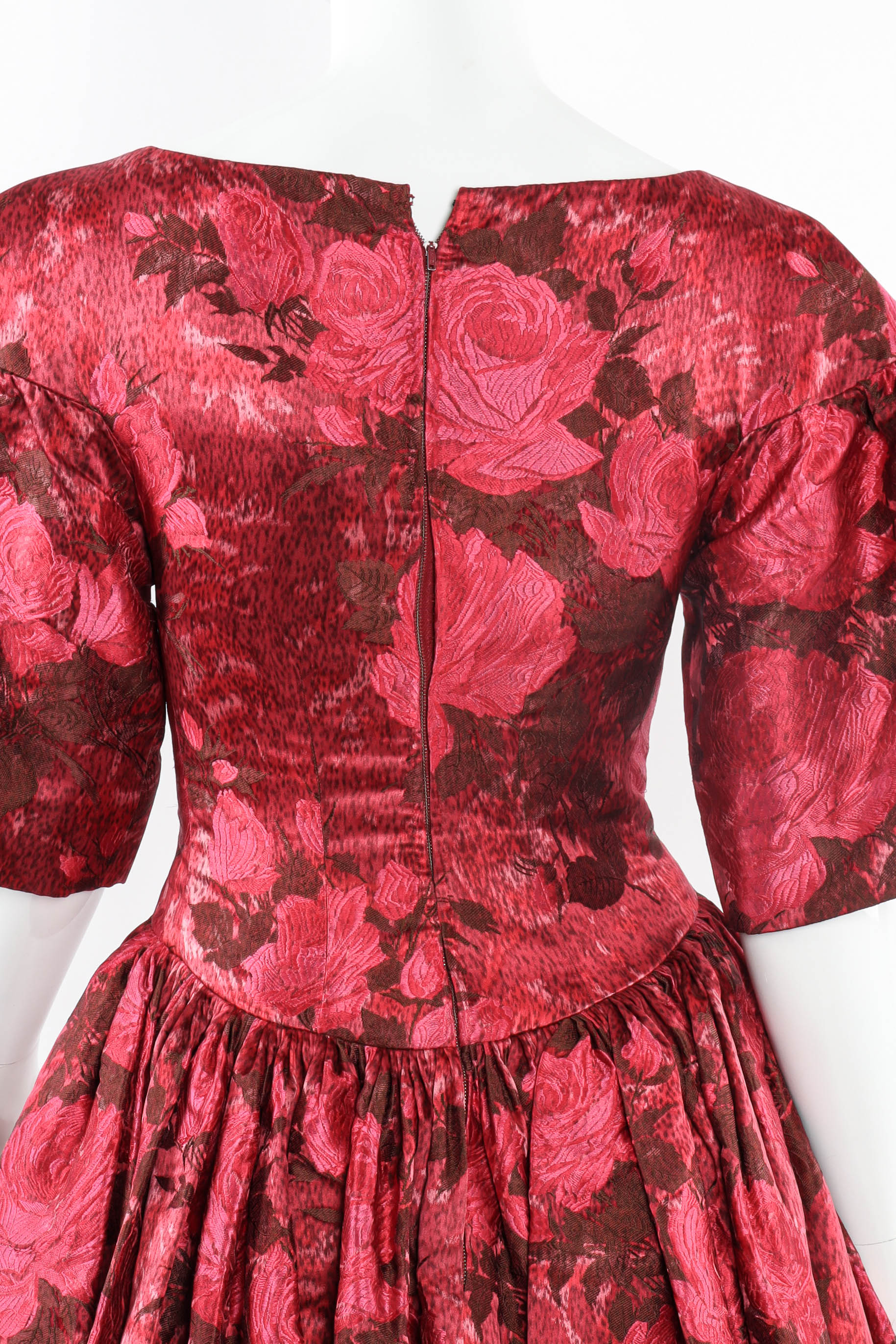 1960s Rose Foliage Cocktail Dress - Image 4