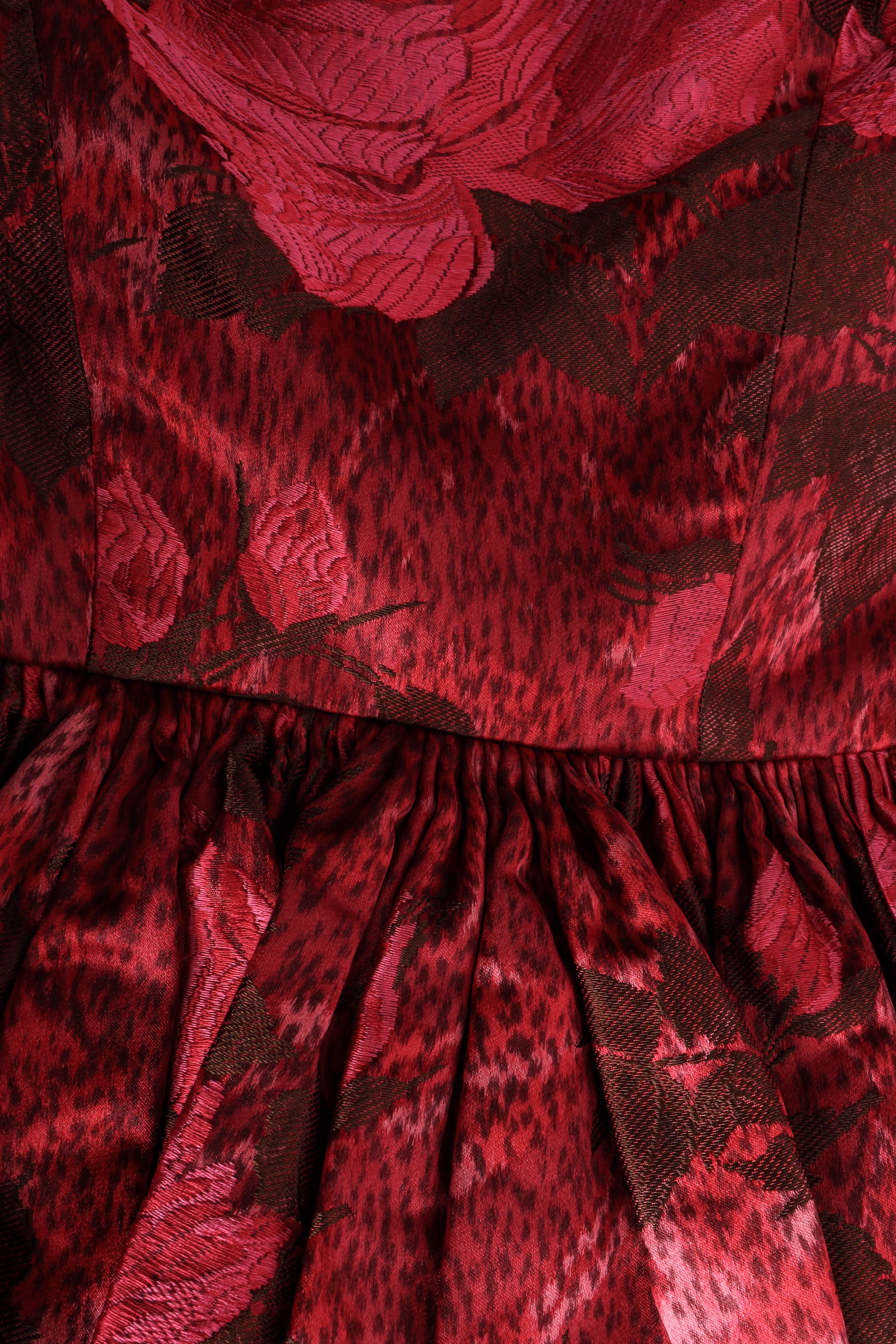 1960s Rose Foliage Cocktail Dress - Image 6