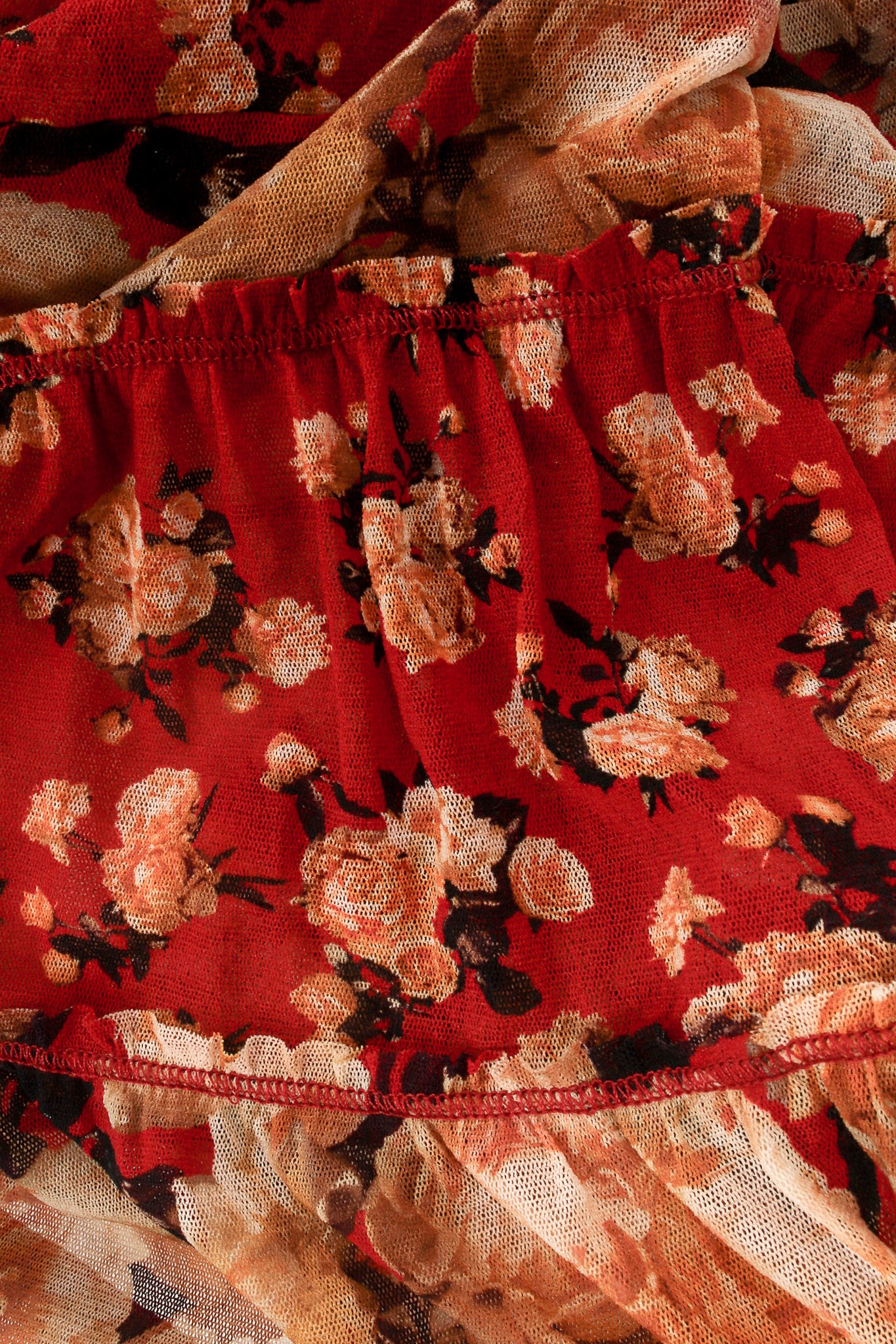 Soleil Rose Print Peasant Mesh Dress - Image 6