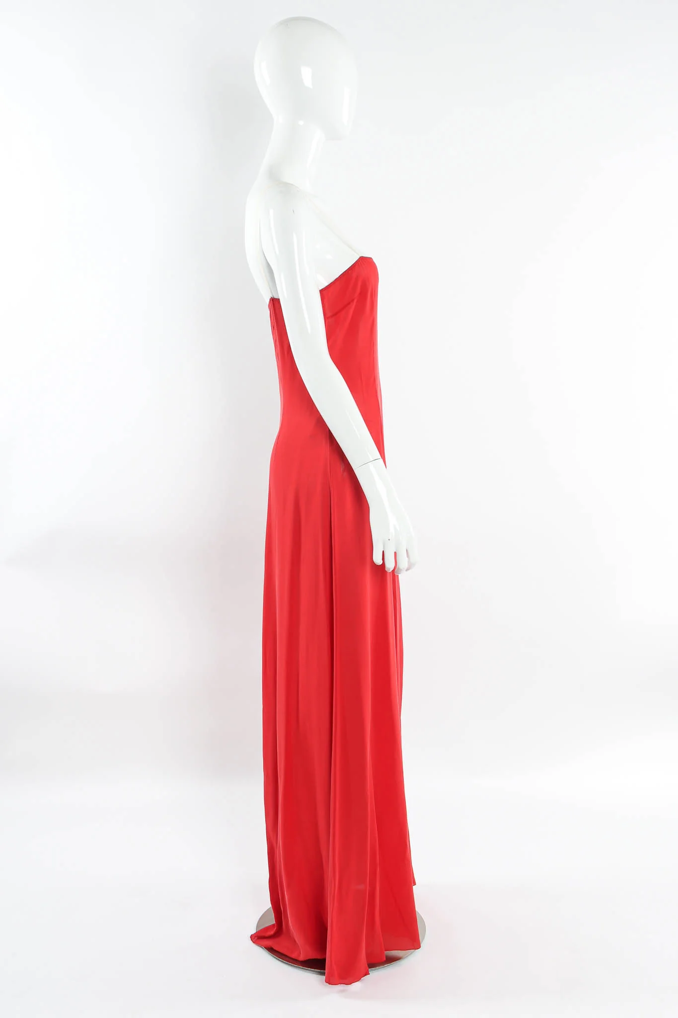 Rose Flocked Velvet Silk Panel Dress - Image 7
