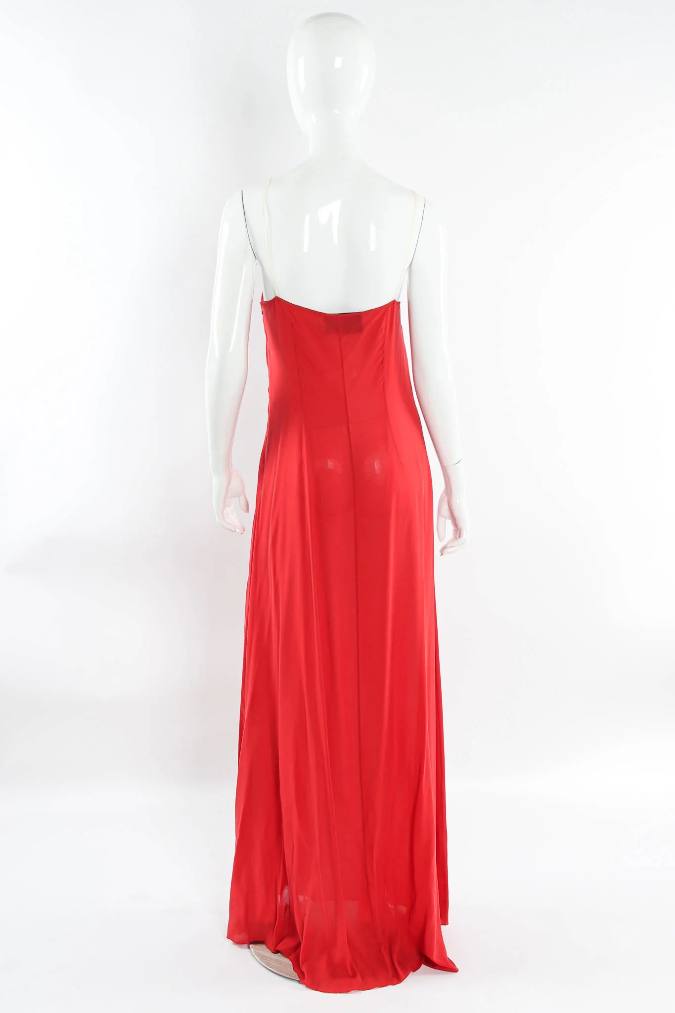 Rose Flocked Velvet Silk Panel Dress - Image 8