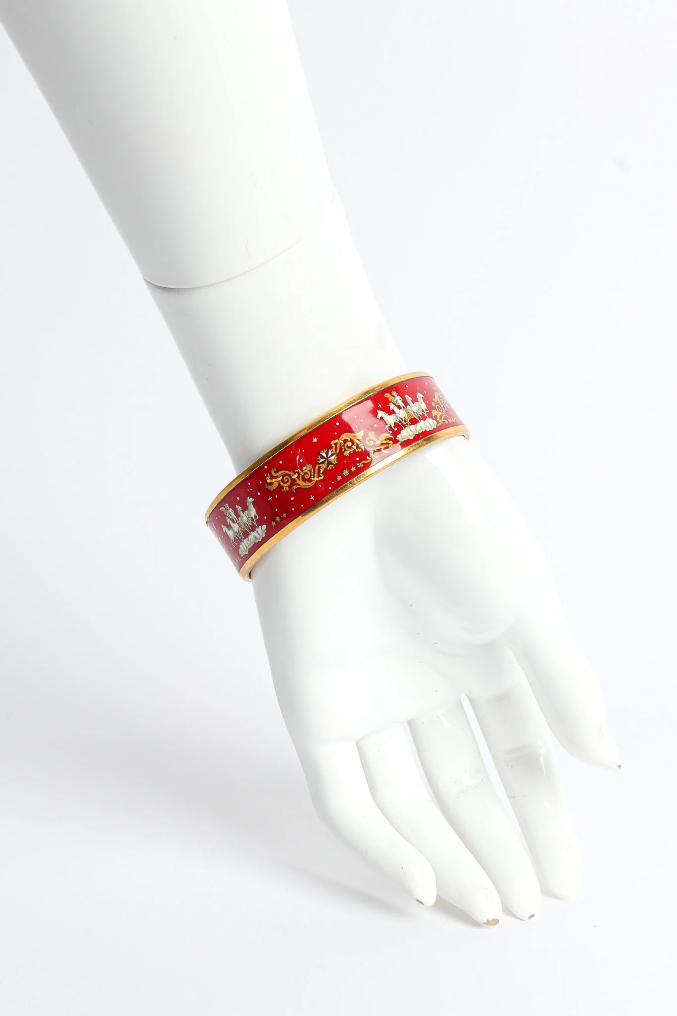 Royal Cherub Horses Wide Enamel Bracelet - Image 3