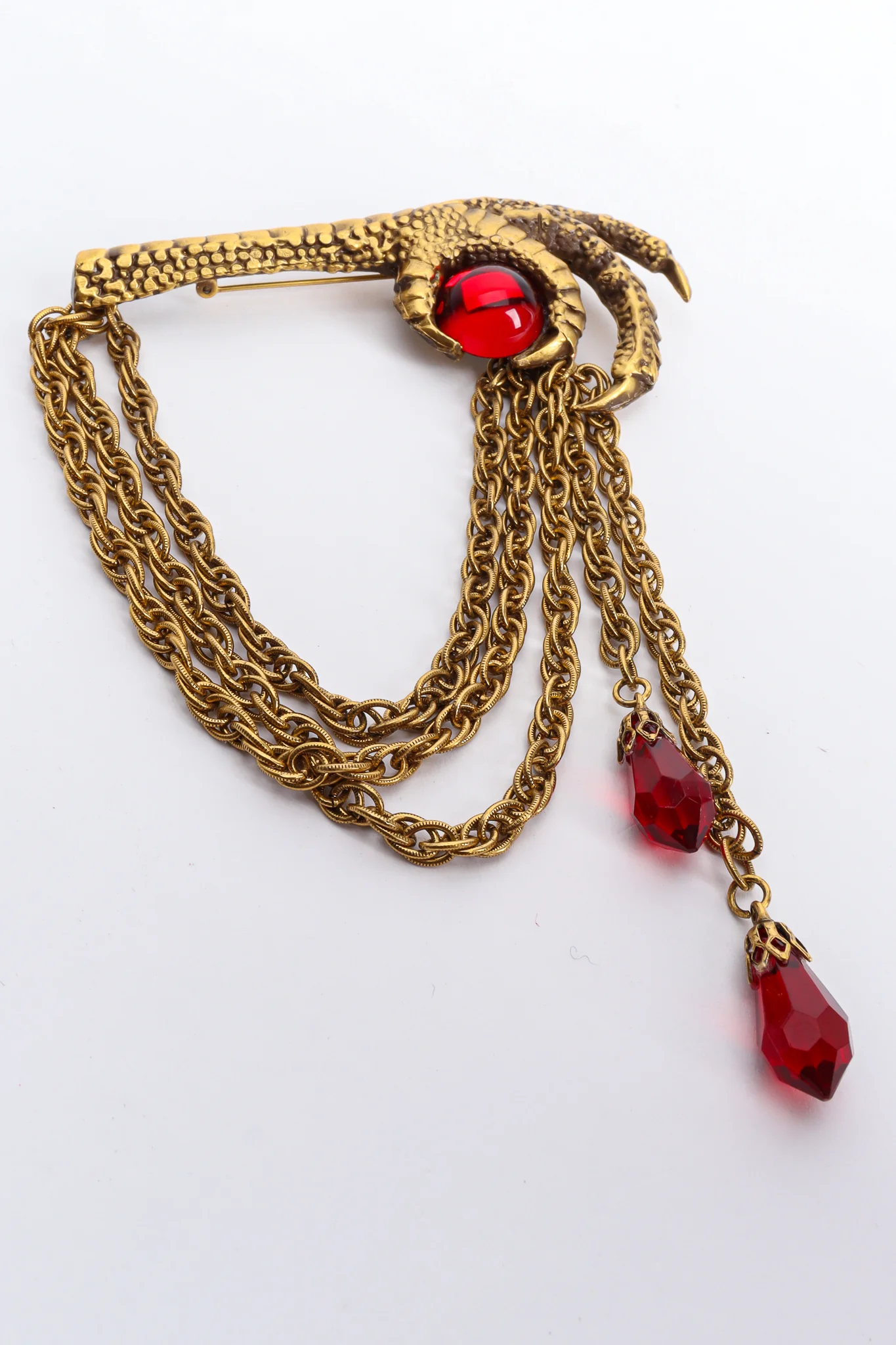 Ruby Rooster Claw Chain Brooch - Image 2